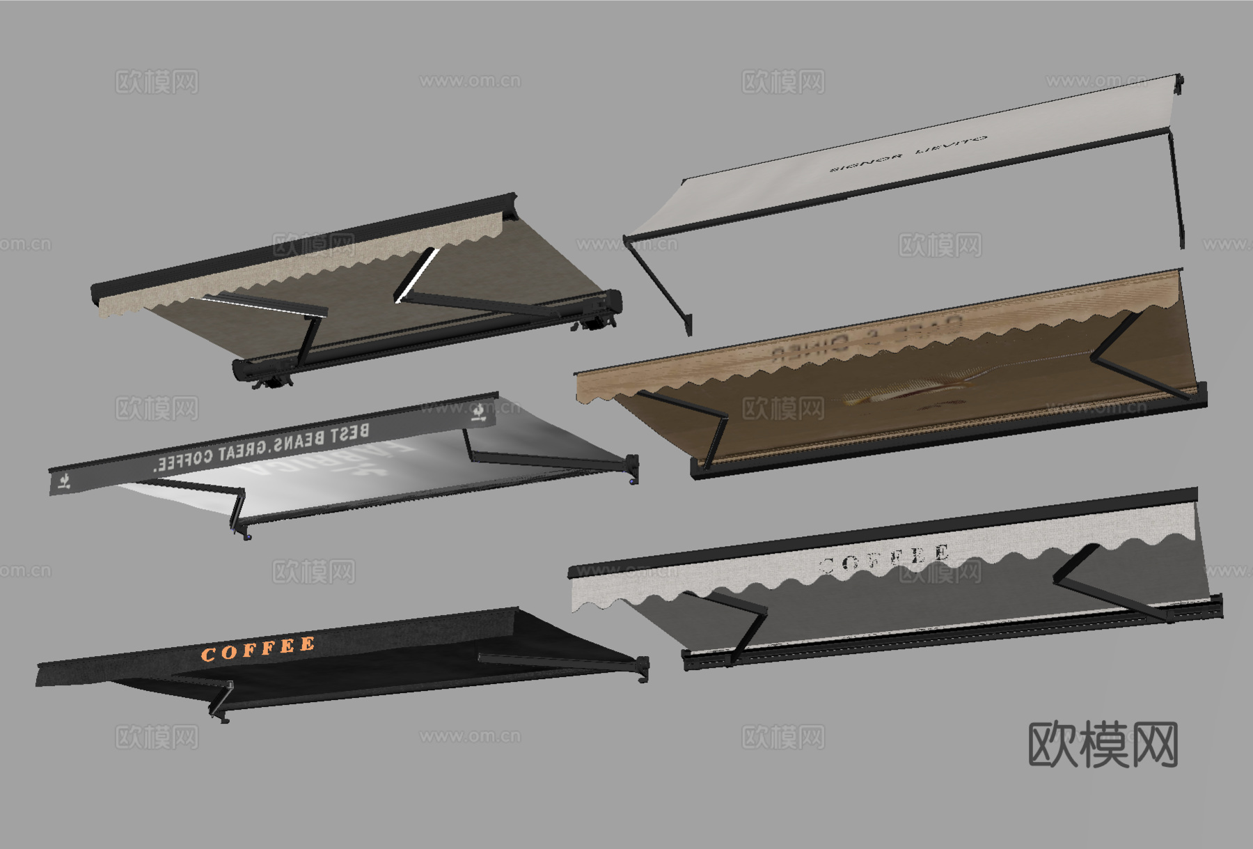 现代遮阳棚 伸缩遮雨棚 雨棚su模型