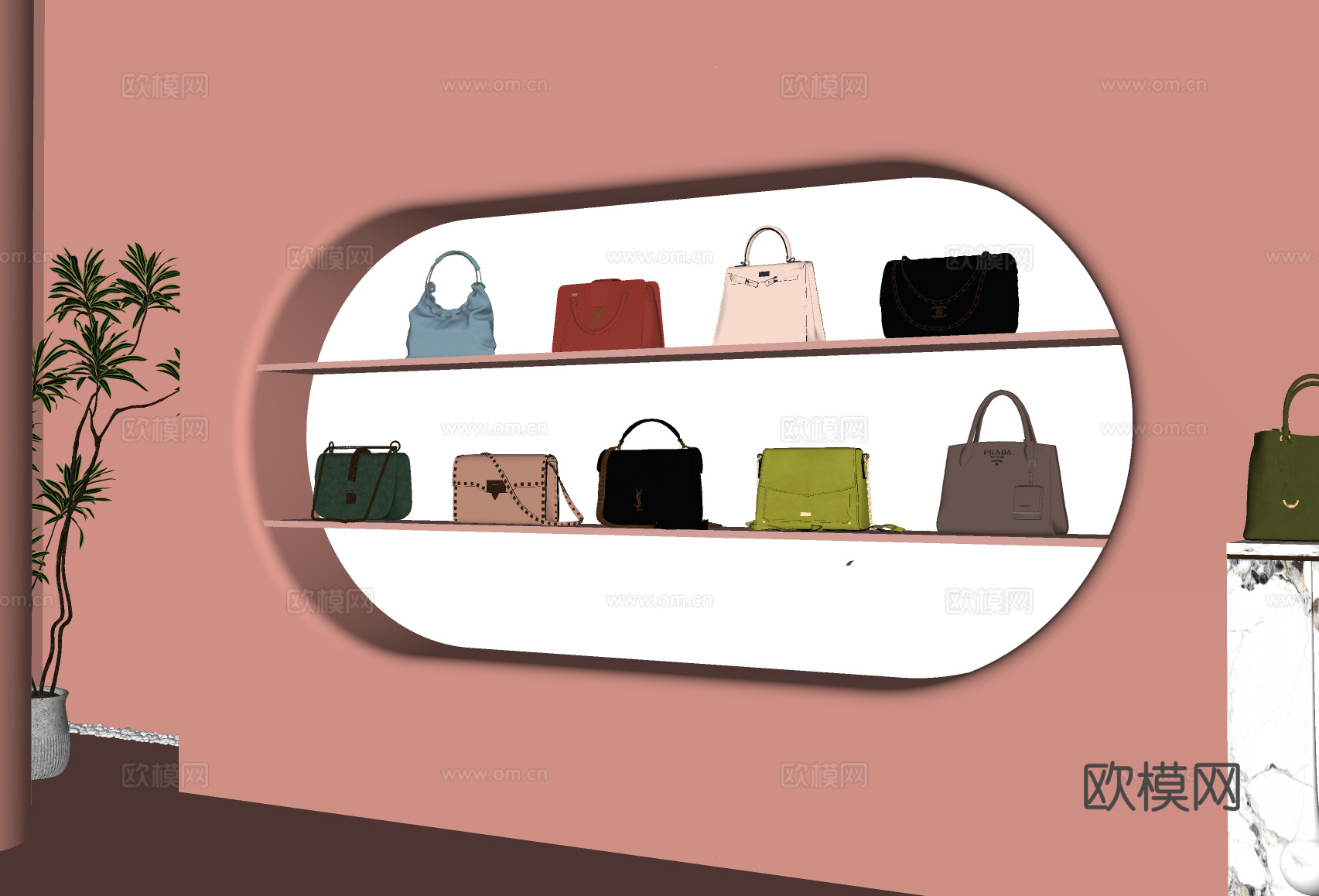包包 鞋子 包柜su模型