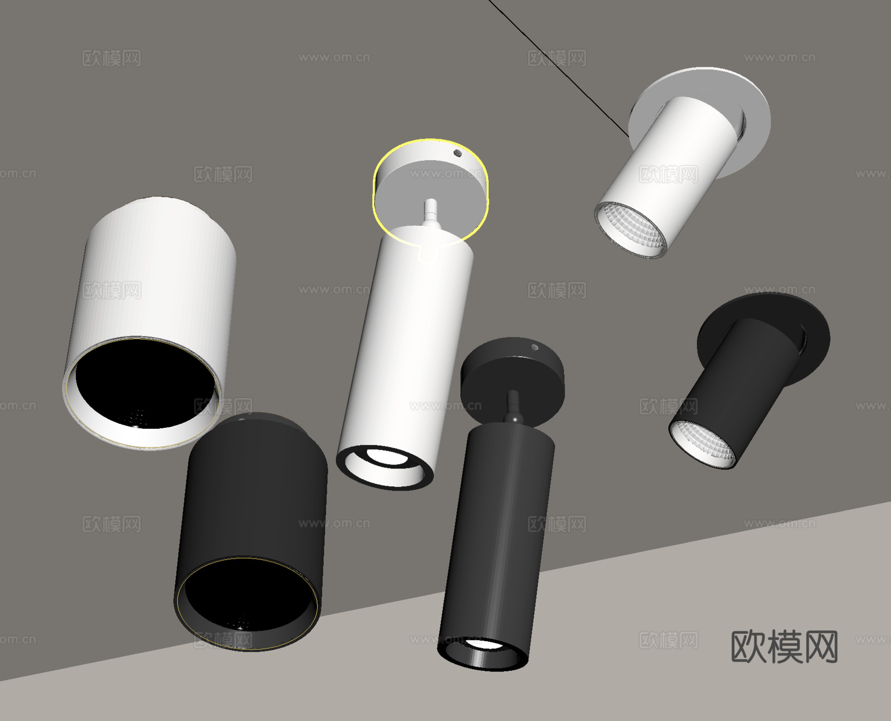 现代筒灯射灯 明装筒灯射灯 转向式射灯su模型