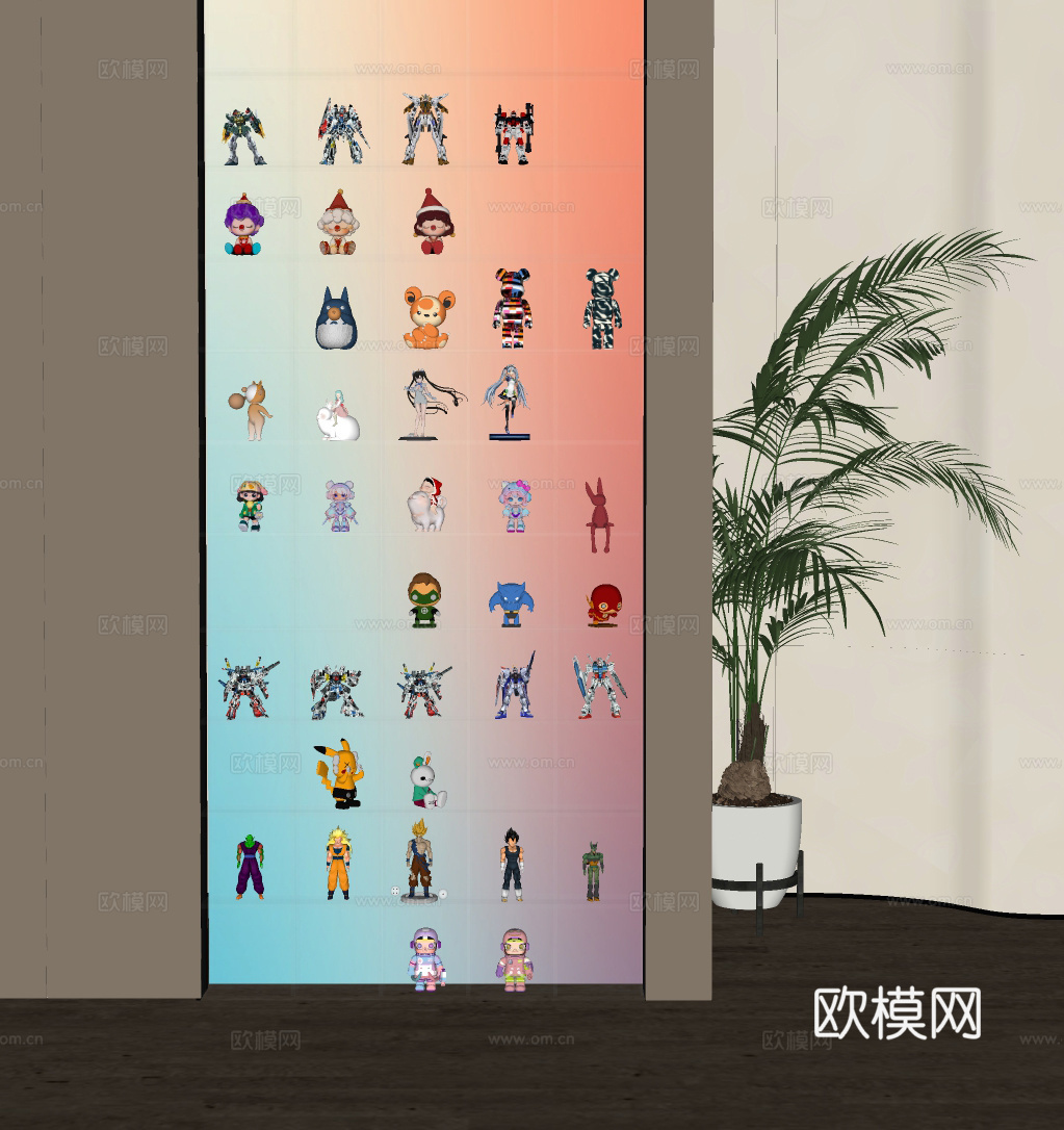 手办柜 装饰柜 摆件 手办 装饰摆件 玩偶su模型