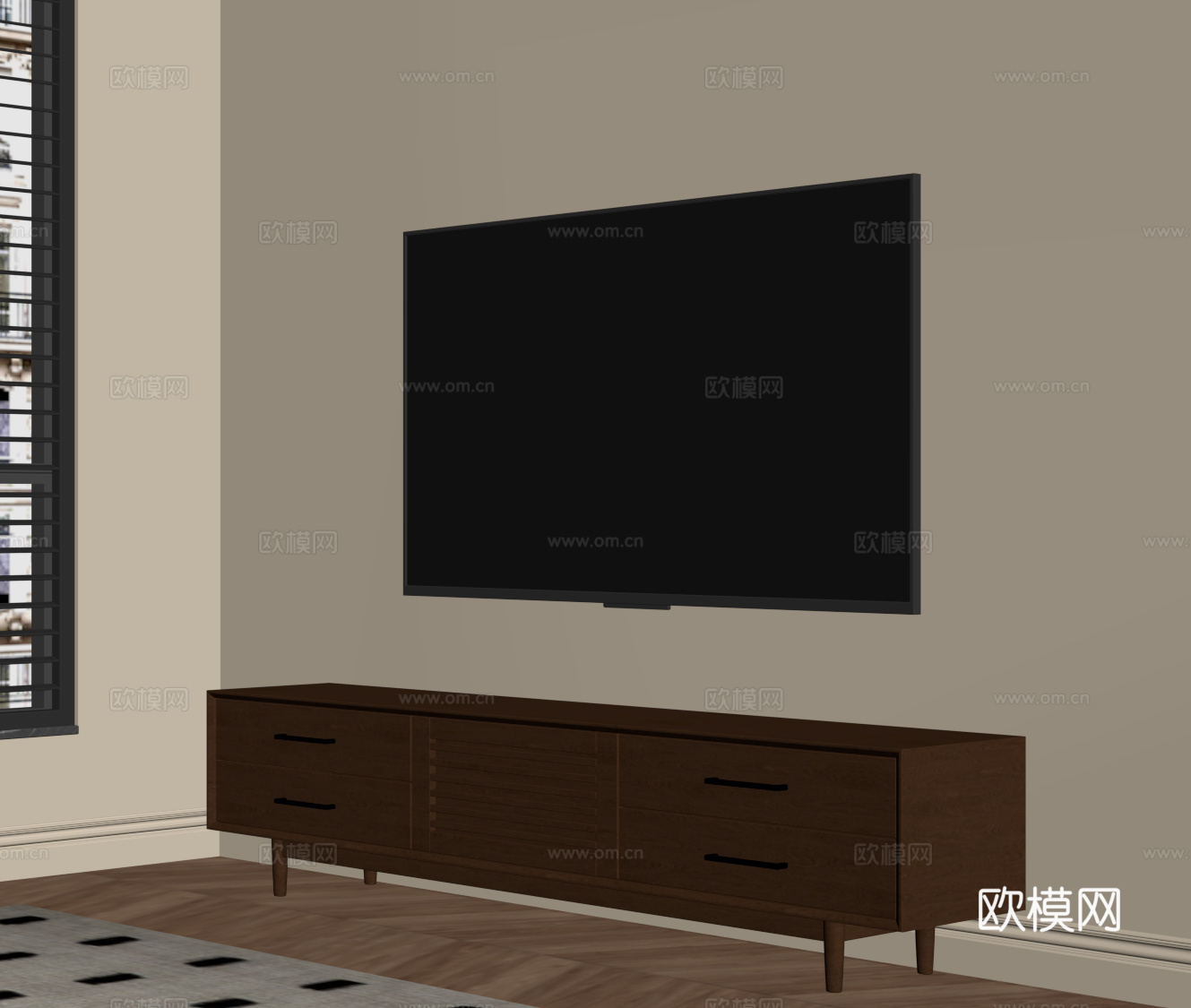 复古电视柜 法式中古电视柜su模型