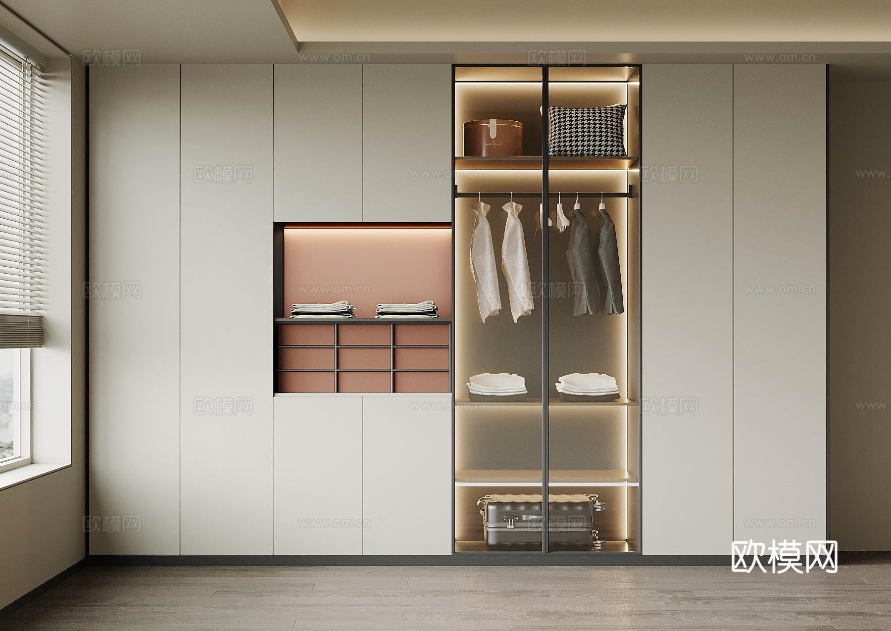 现代衣柜 极简成品衣柜su模型