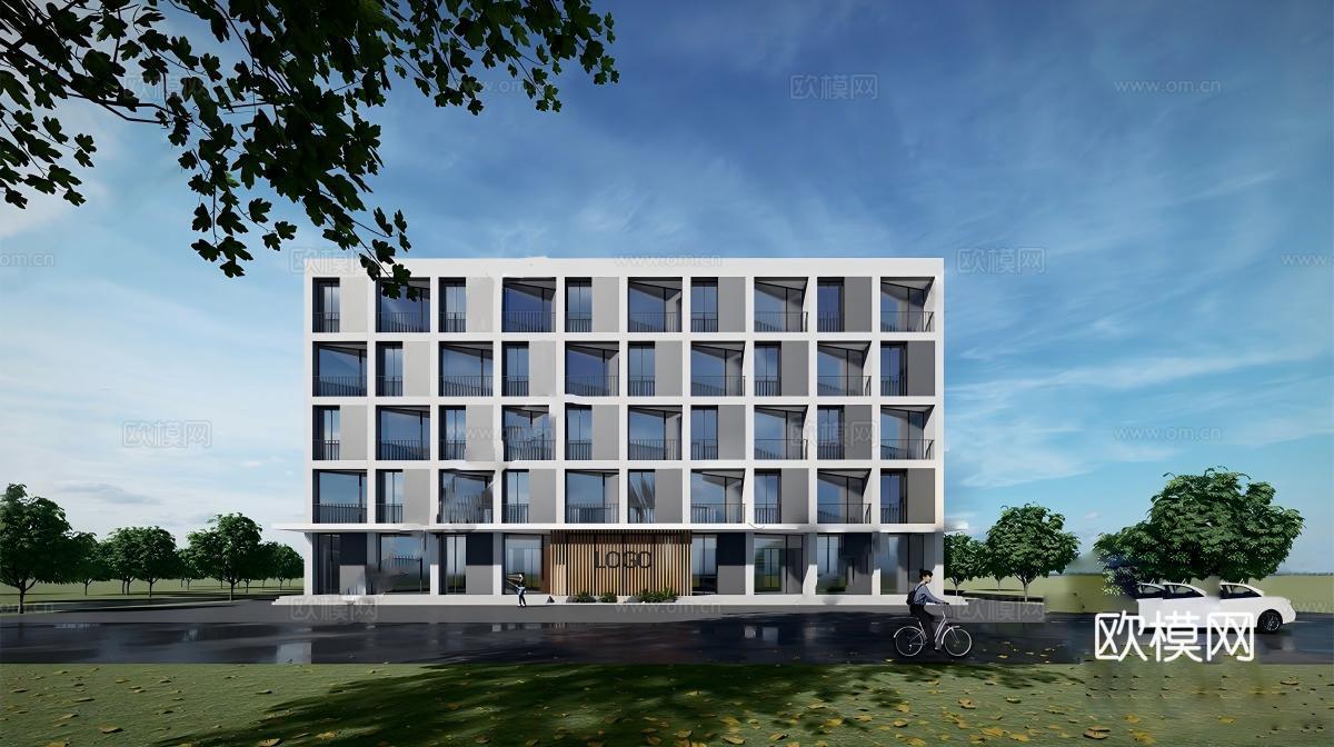 现代职工公寓 学生公寓 宿舍楼su模型