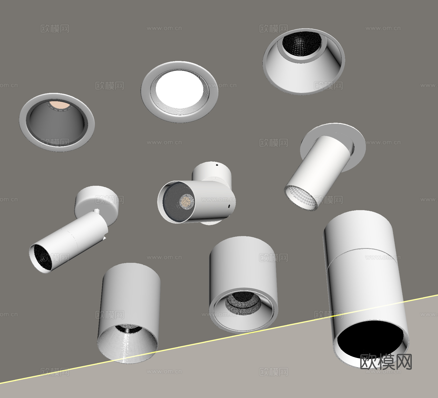 现代筒灯射灯 内嵌筒灯射灯  明装筒灯射灯 转向式射灯su模型