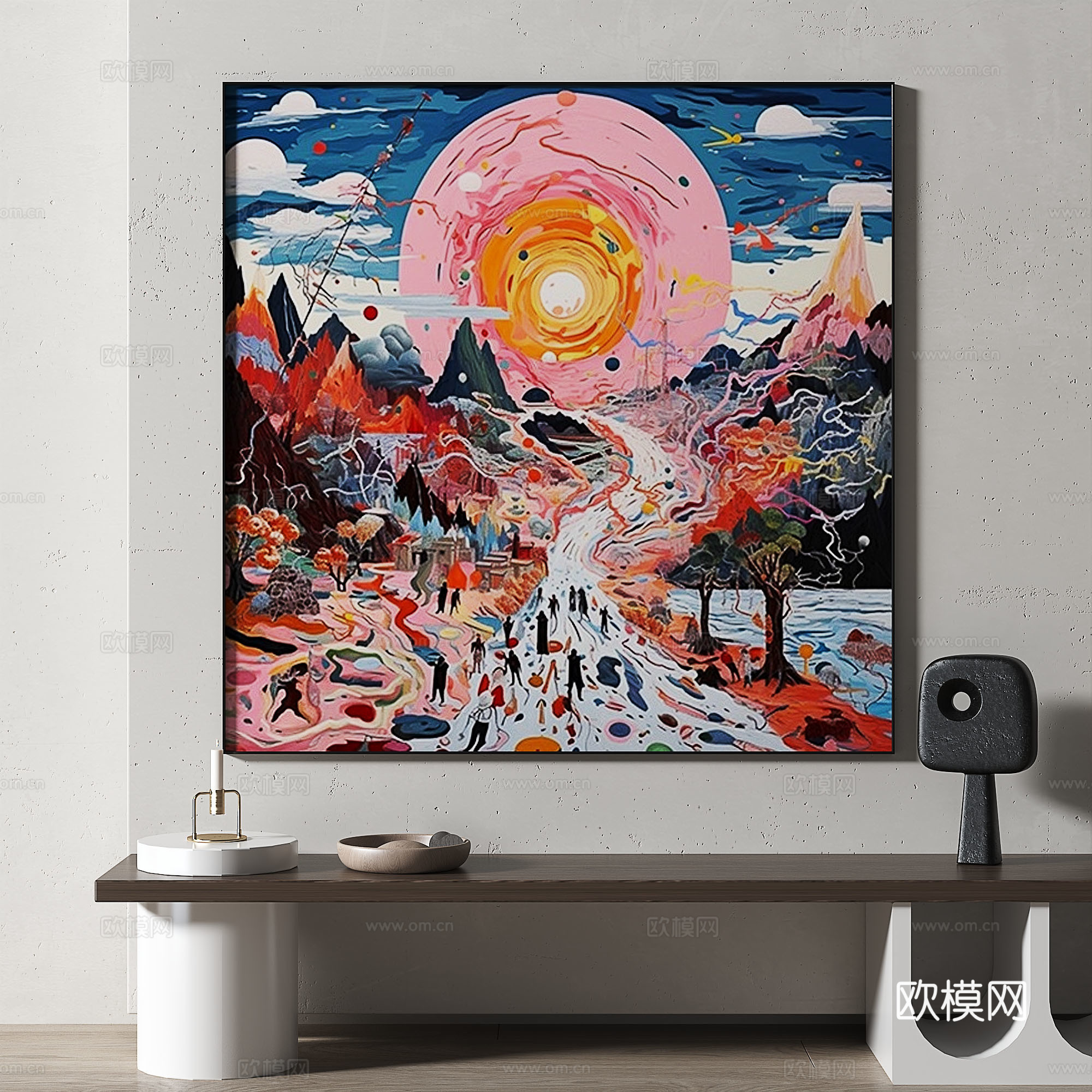 现代，复古，抽象，油彩，风景，装饰画免费3d模型