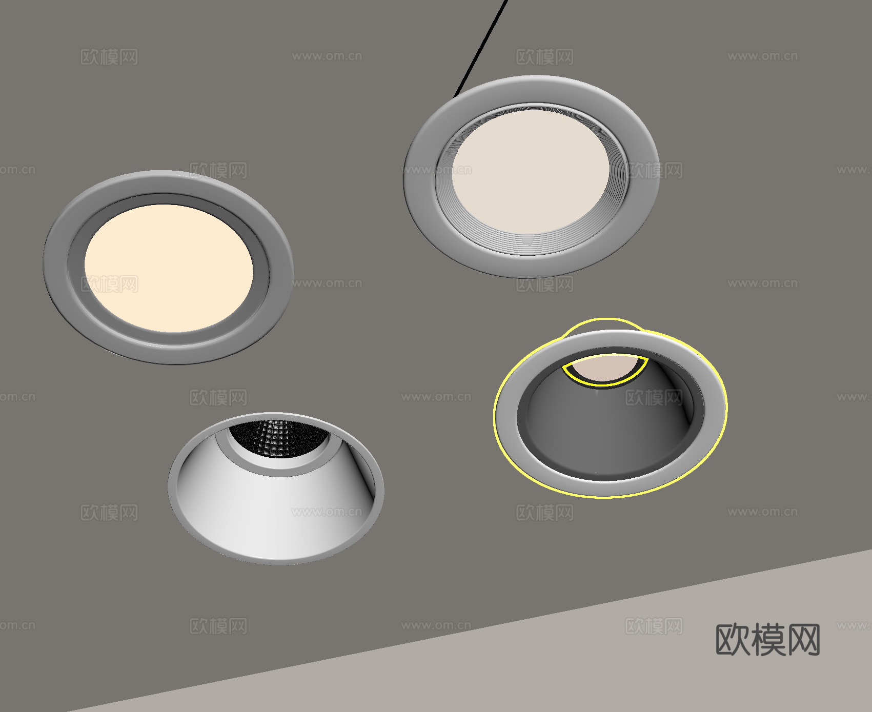 现代筒灯射灯 内嵌筒灯射灯  牛角灯su模型