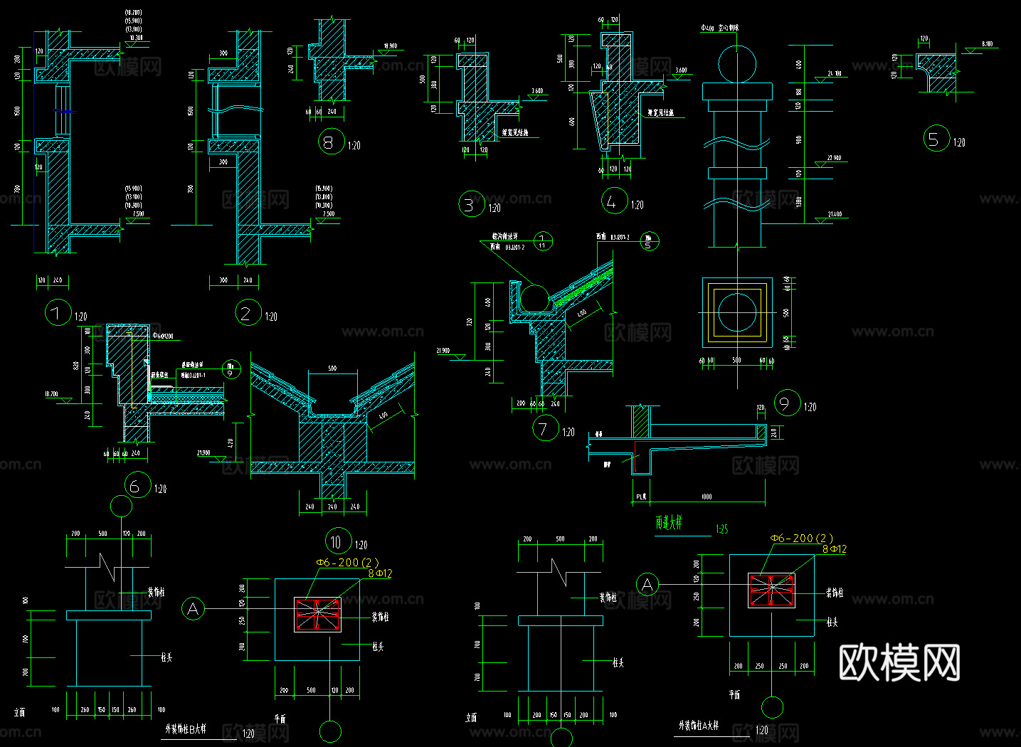 六层建筑施工图cad施工图