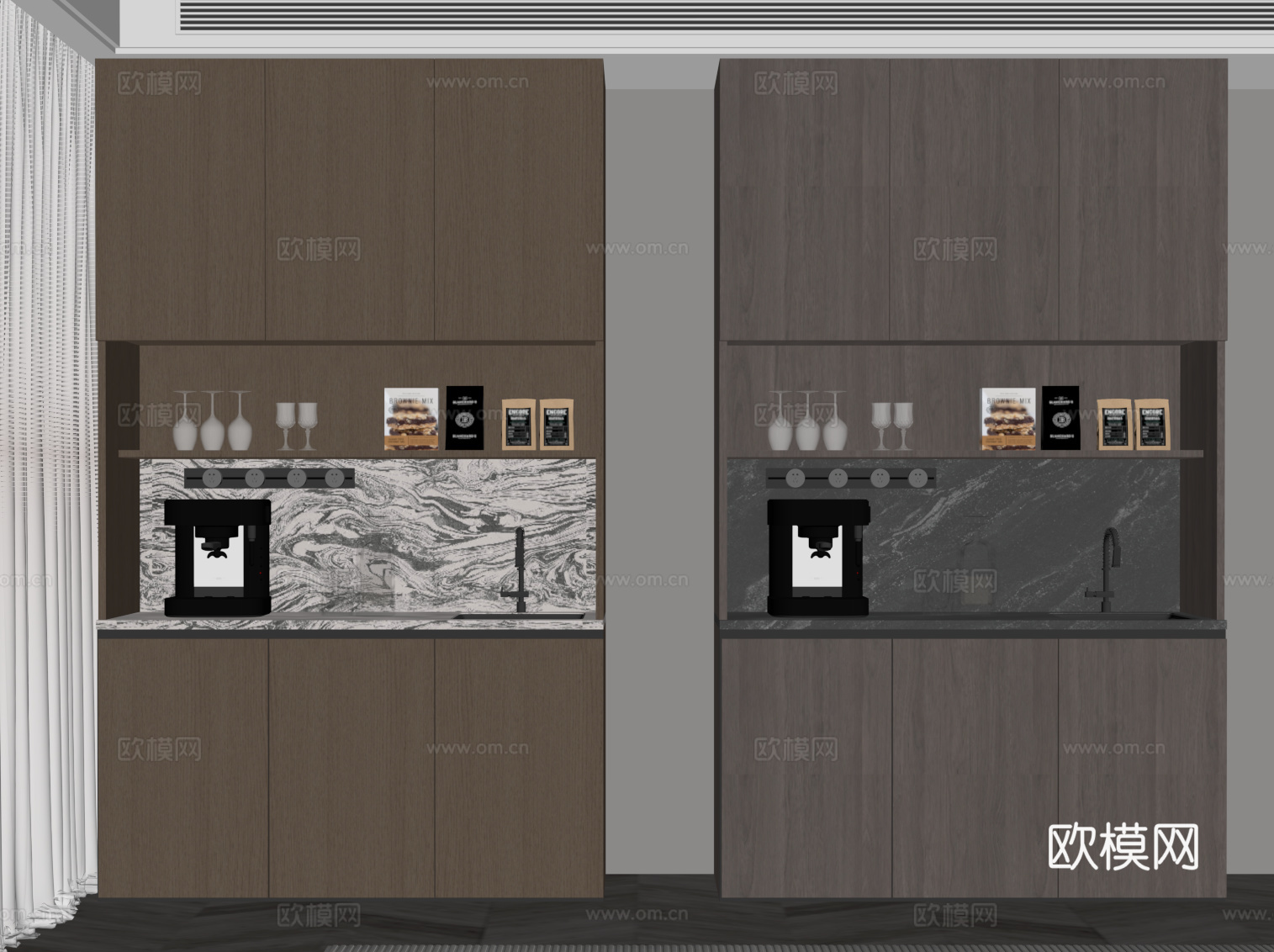意式极简餐边柜 橱柜su模型