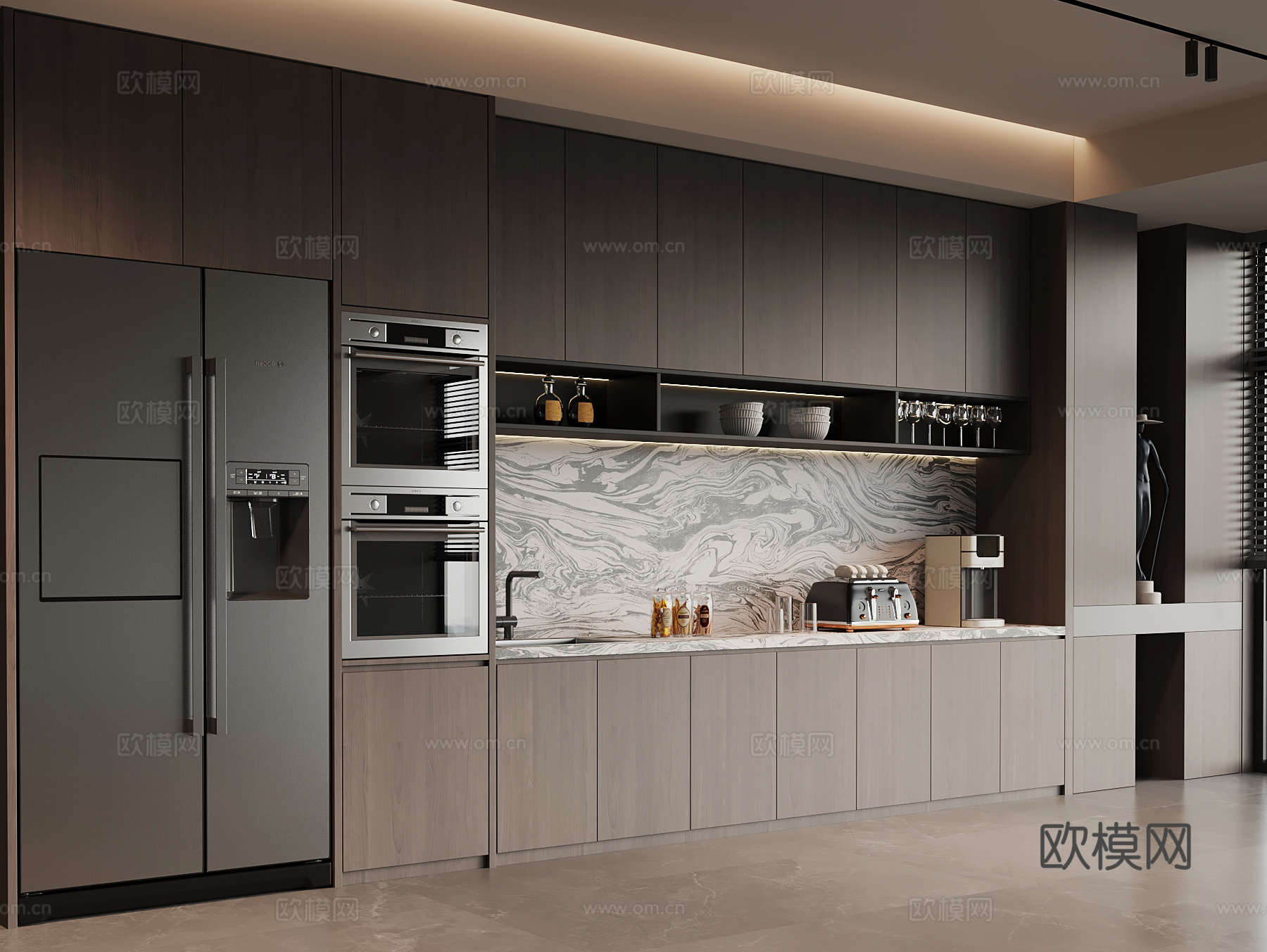 现代意式橱柜 餐边柜3d模型下载