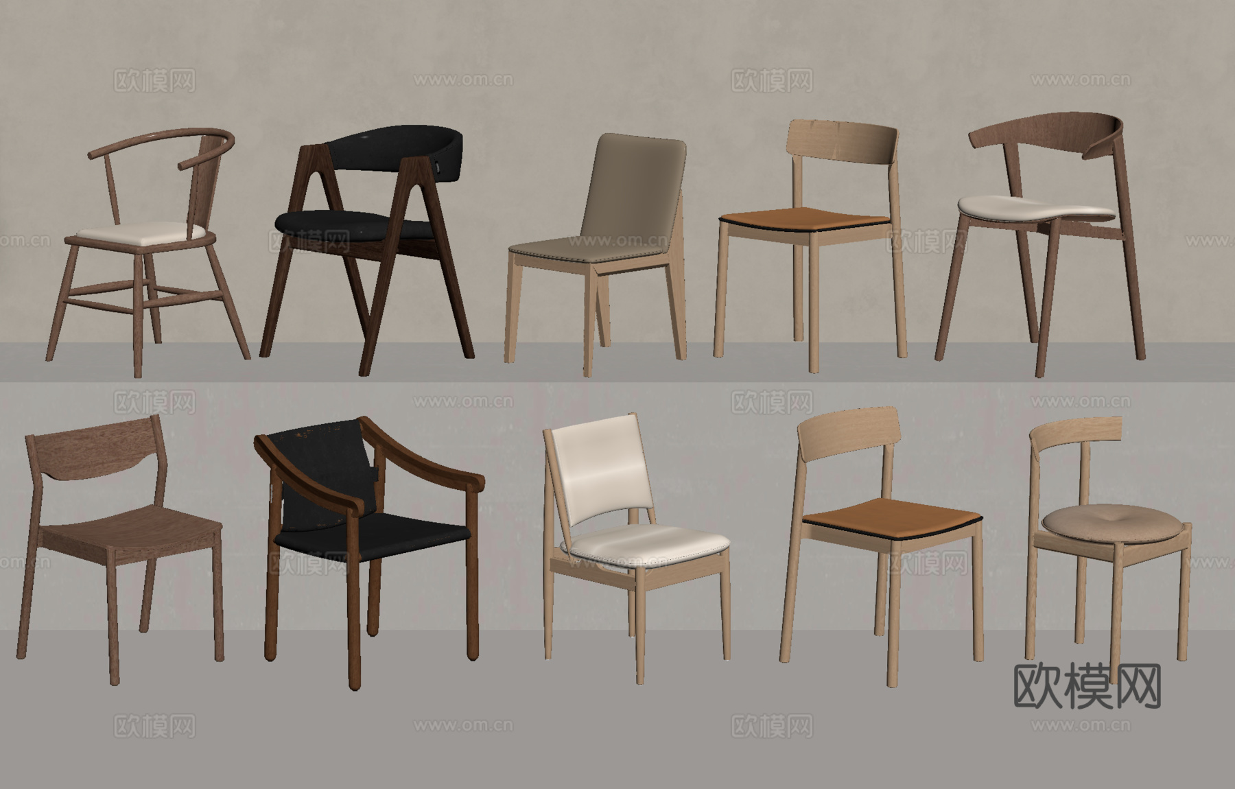 侘寂中古风餐椅 实木椅 单椅 休闲椅su模型su模型