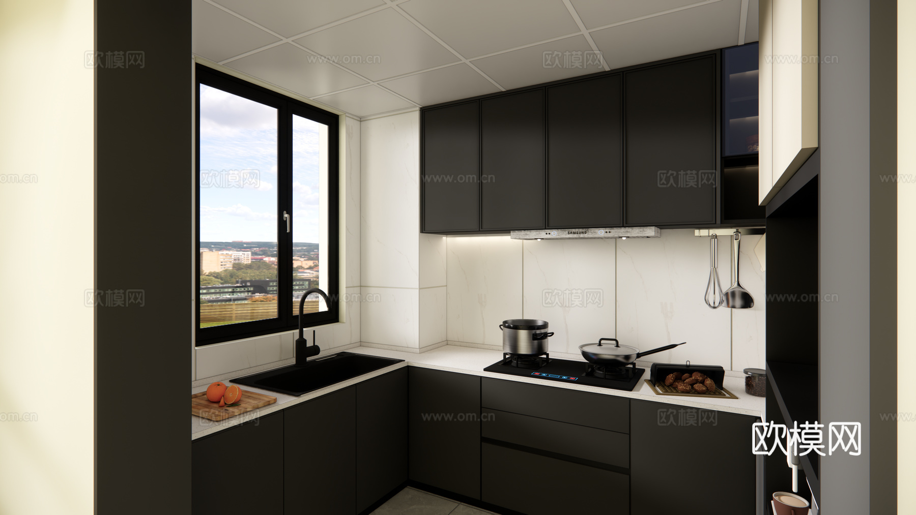 开放式厨房su模型