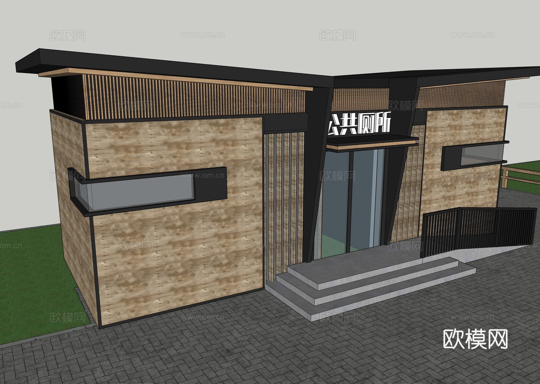 现代景区厕所 公厕 户外厕所建筑su模型