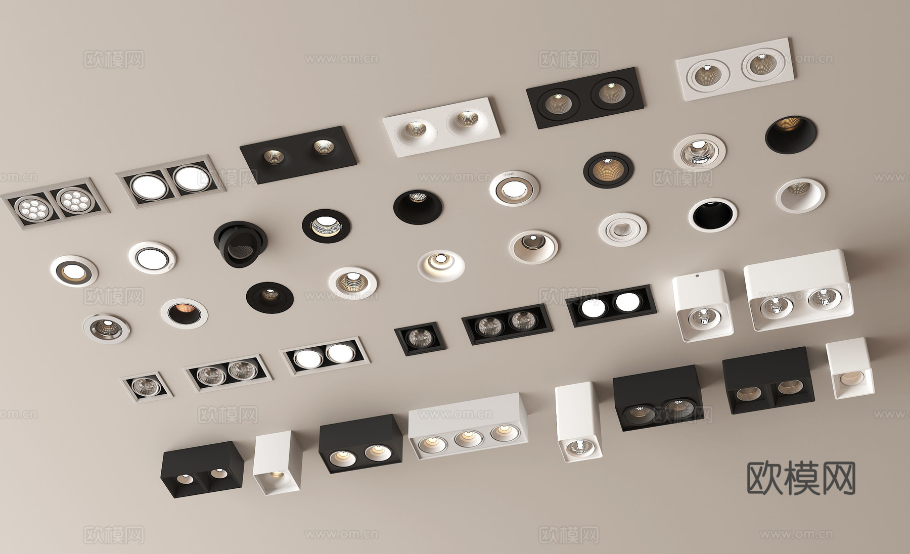现代筒灯射灯 明装筒灯射灯 内嵌筒灯射灯3d模型下载