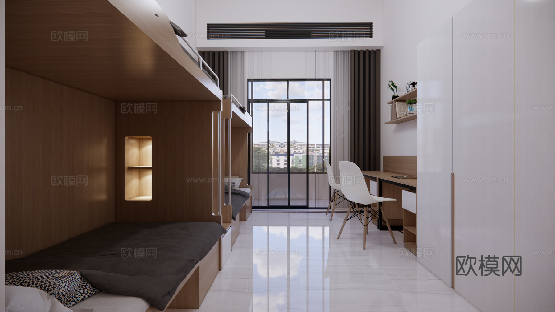 现代风格宿舍  学生宿舍  工厂宿舍su模型