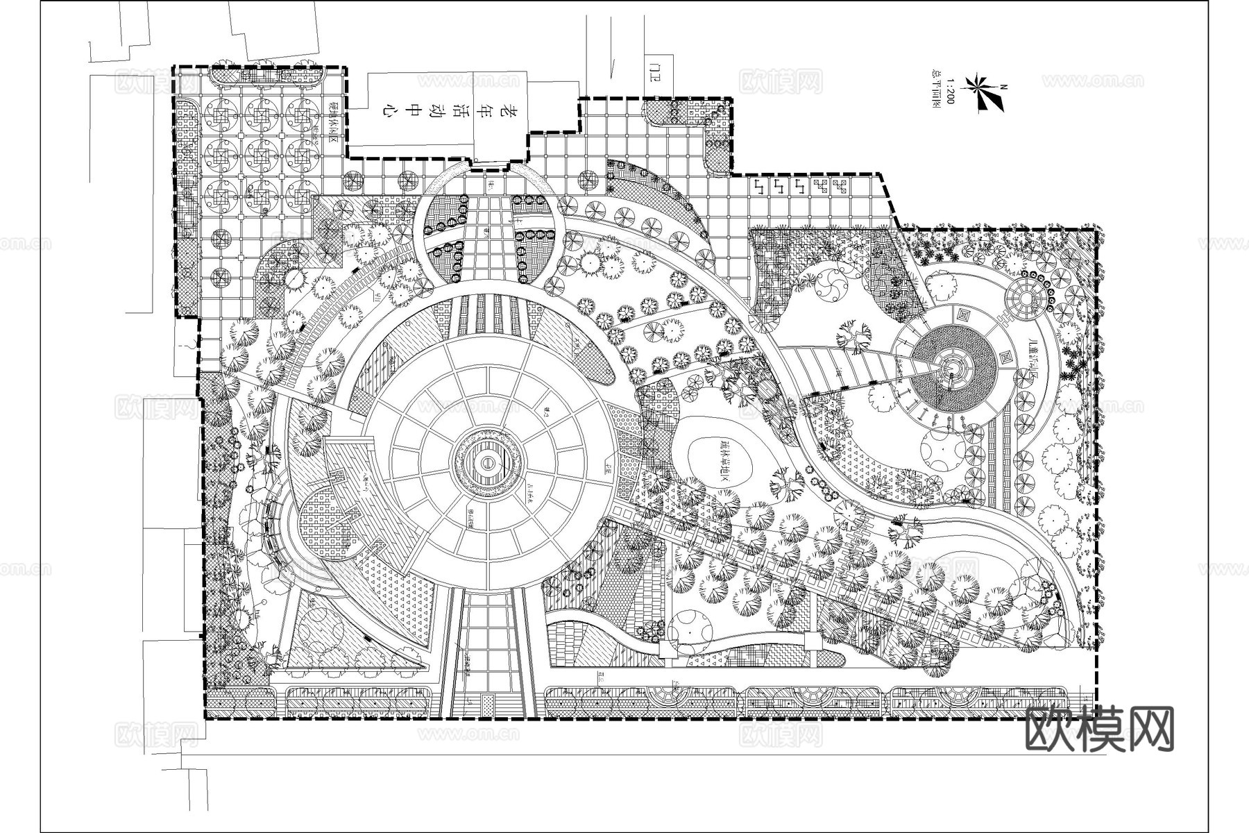 中式公园 中式广场 公园 广场 口袋公园cad施工图