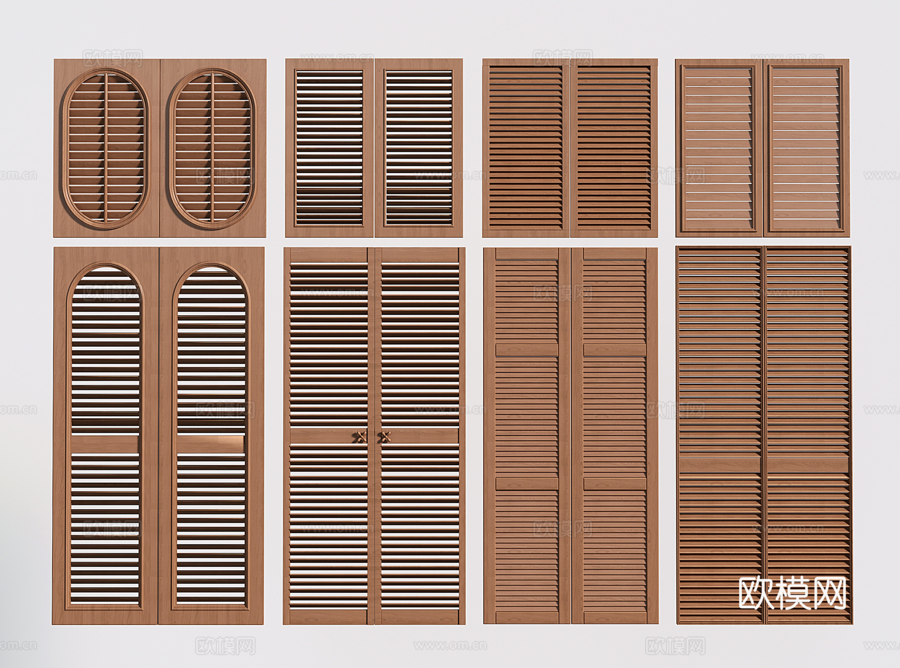 中古风衣柜门 百叶门 门板 家具门su模型