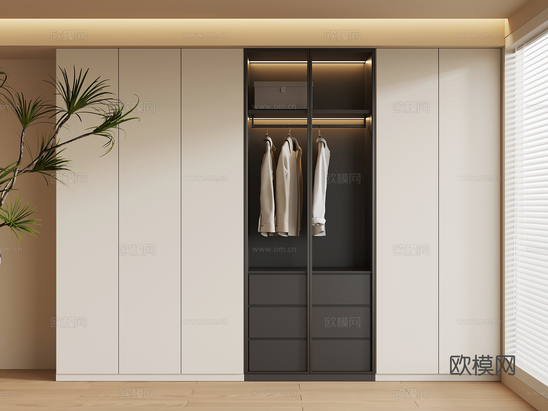 现代衣服 简易衣柜su模型