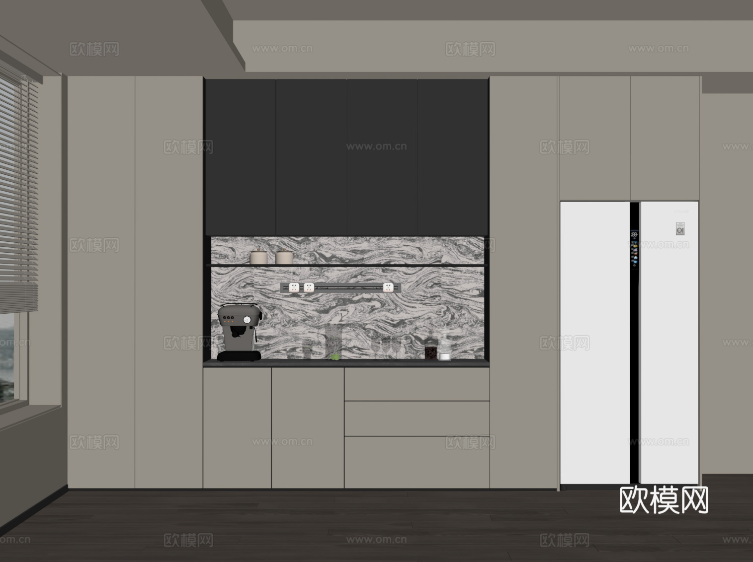 现代意式酒柜 餐边柜su模型