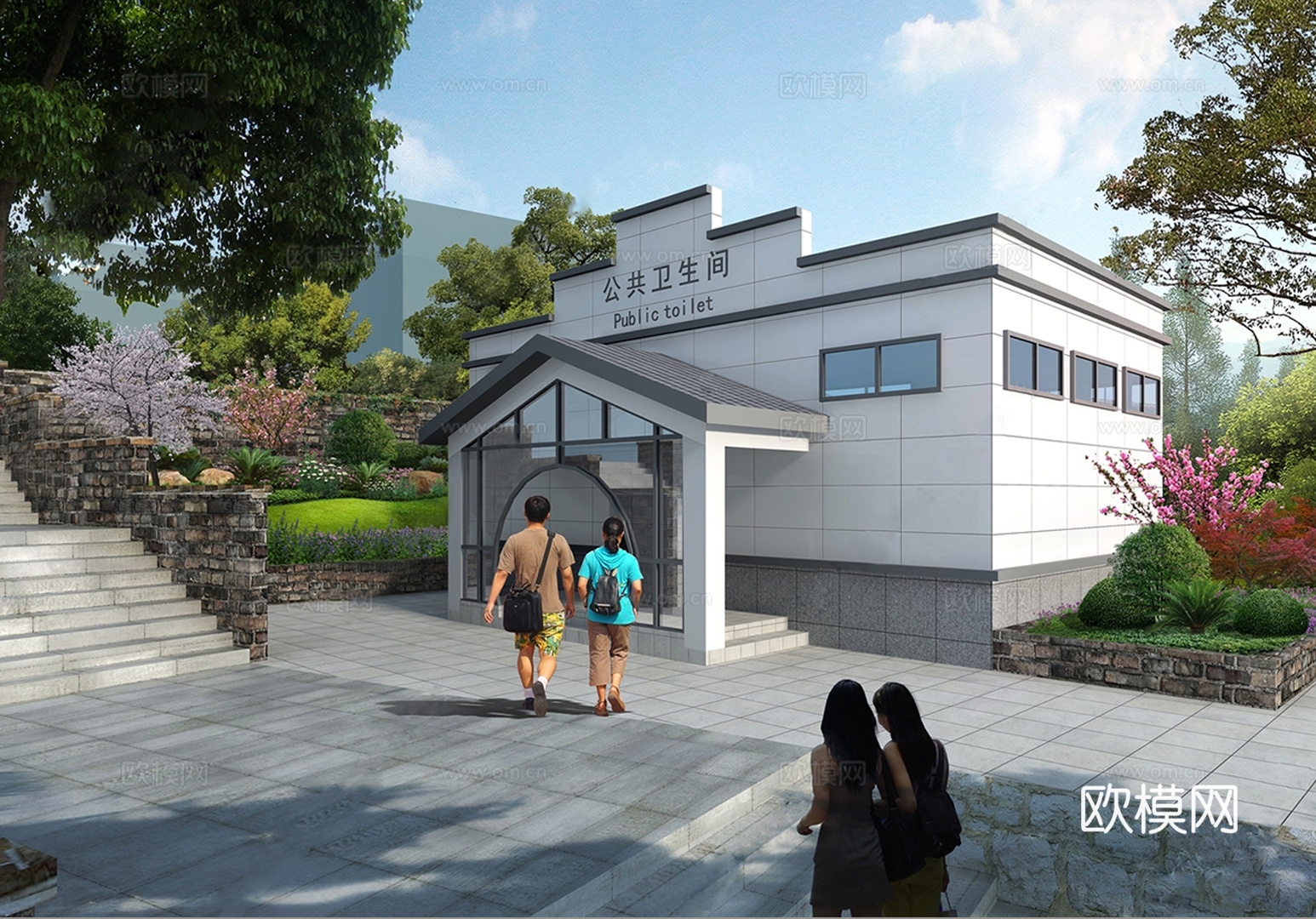 现代公厕 公共卫生间建筑su模型