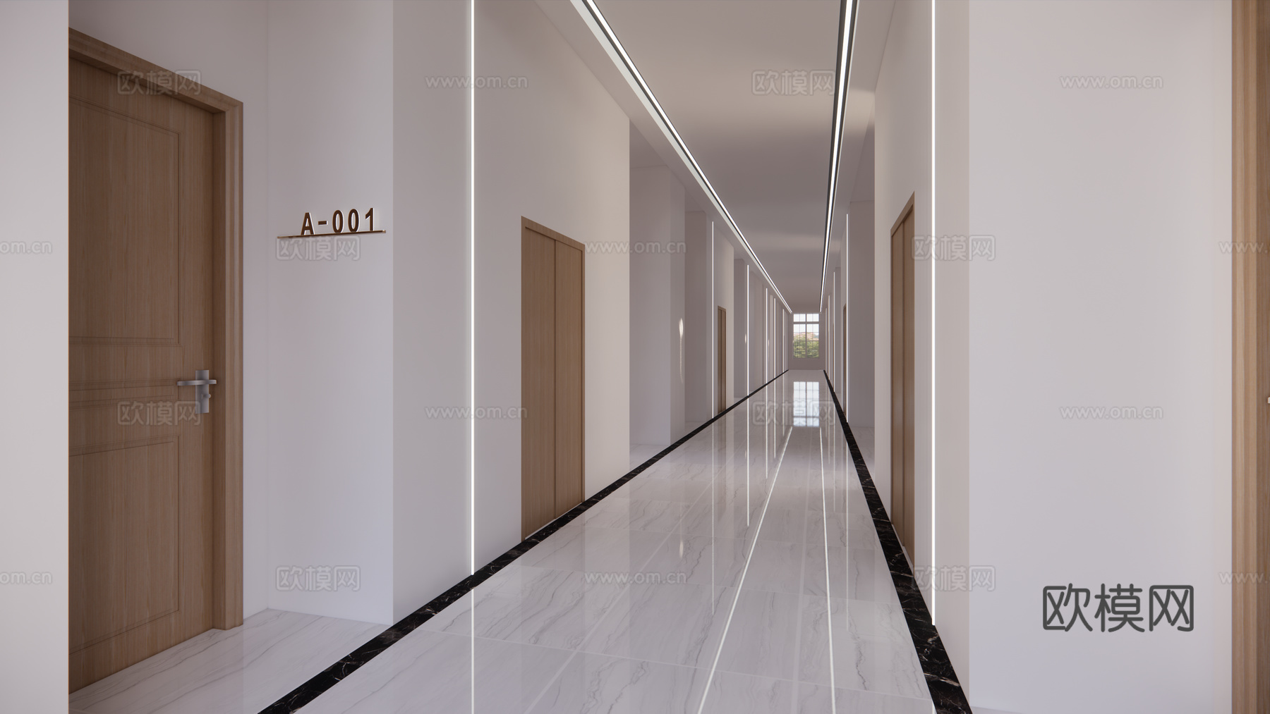 走廊  现代风格酒店走廊通道su模型