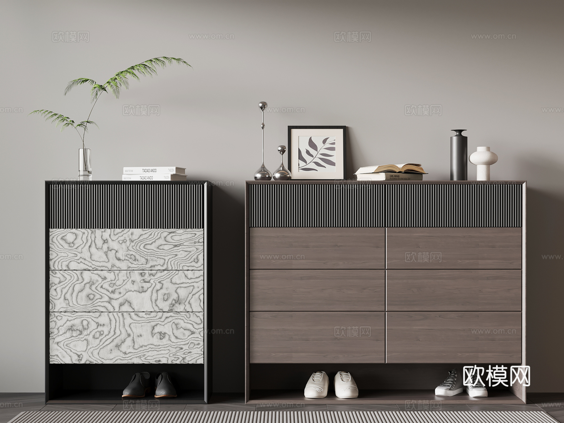 现代意式鞋柜 包豪斯鞋柜 玄关柜su模型