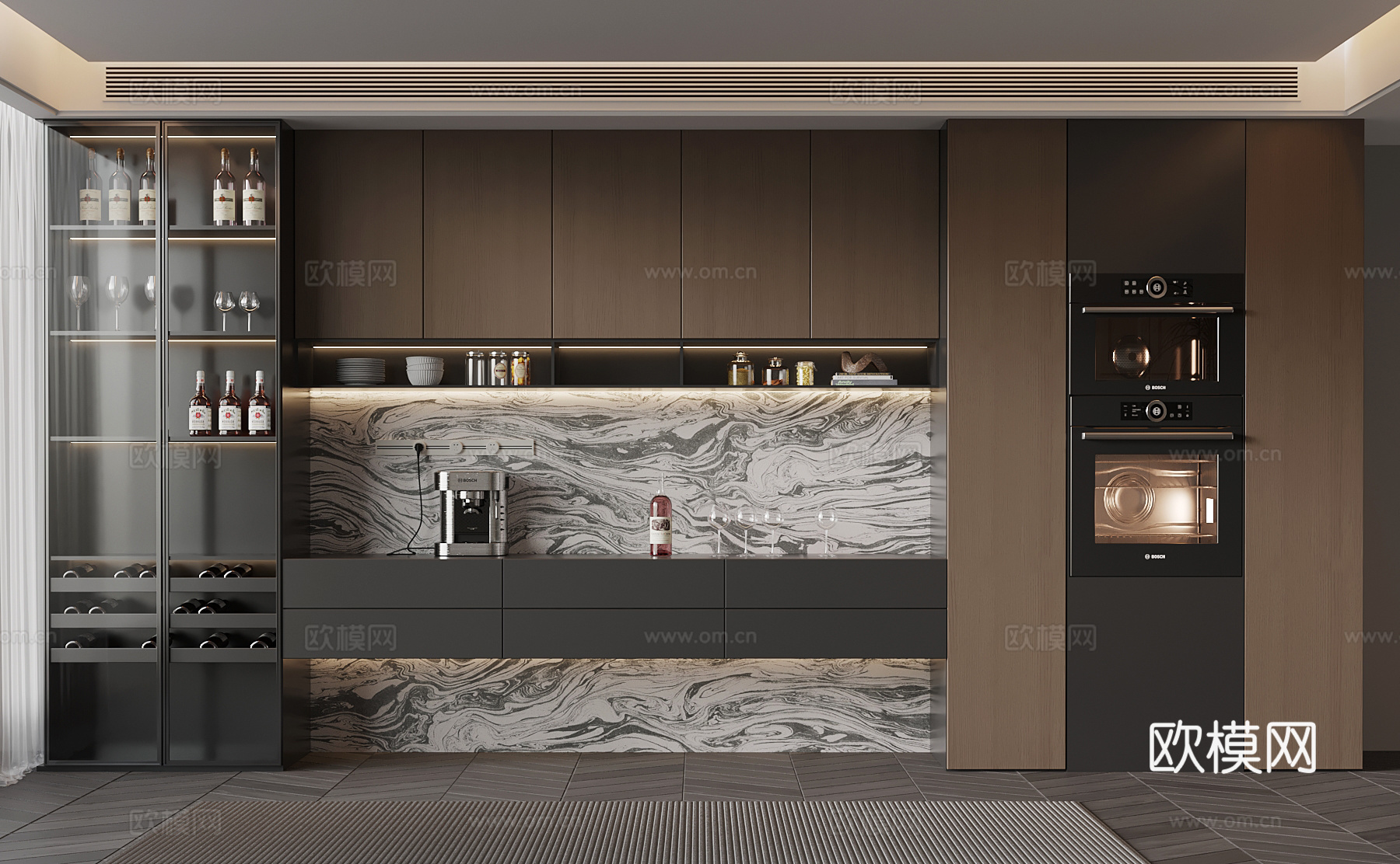 意式酒柜 餐边柜su模型