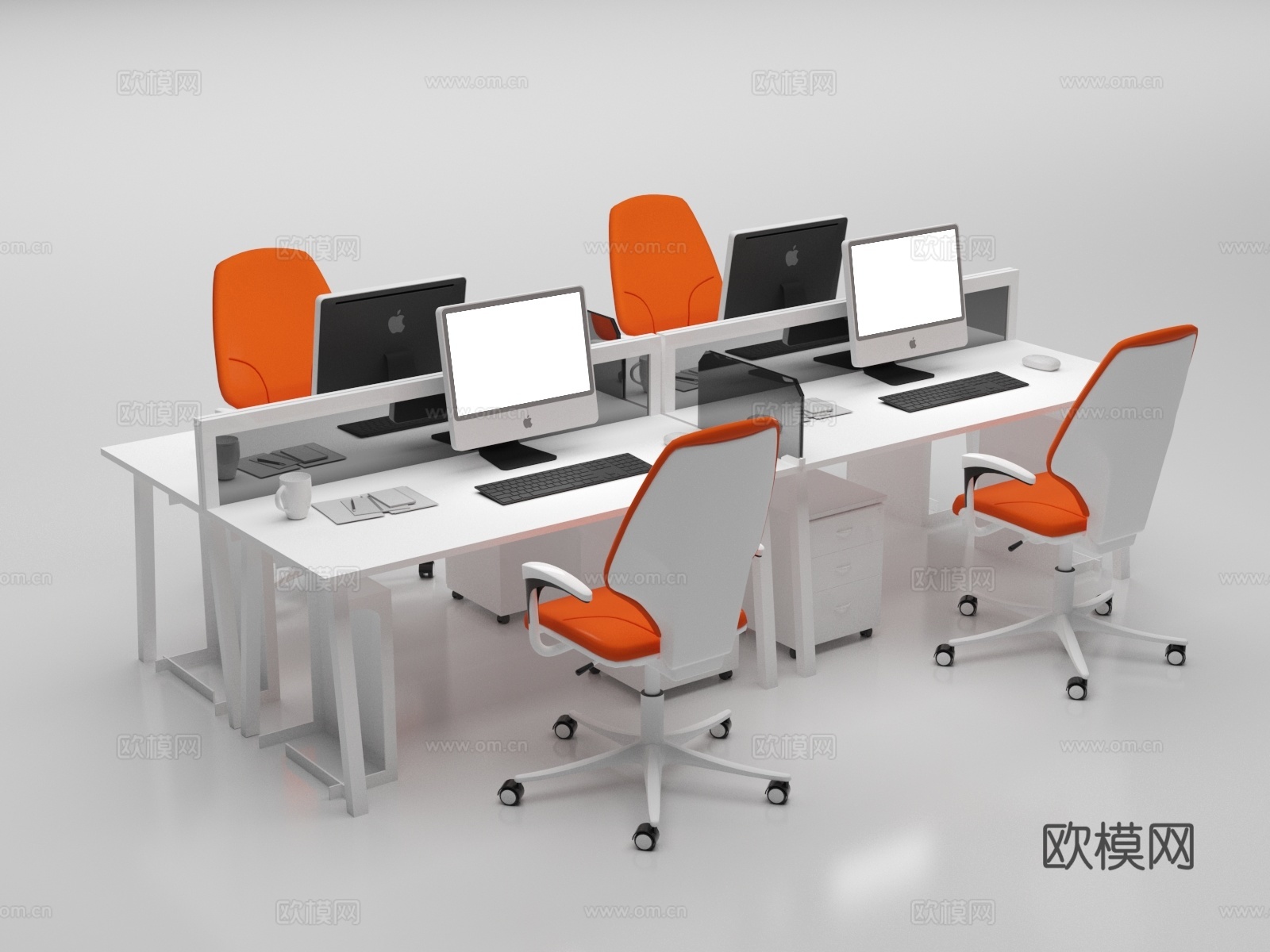 办公桌椅 桌位3d模型下载