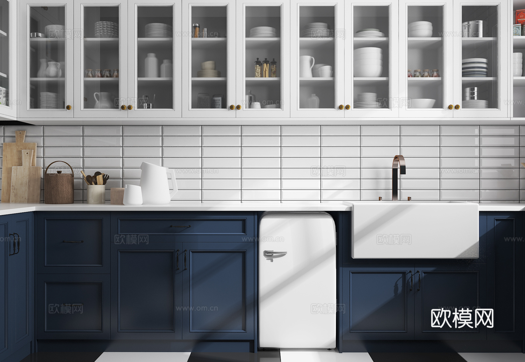 简欧欧式厨房厨房用品陈设3d模型下载（渲染图3）