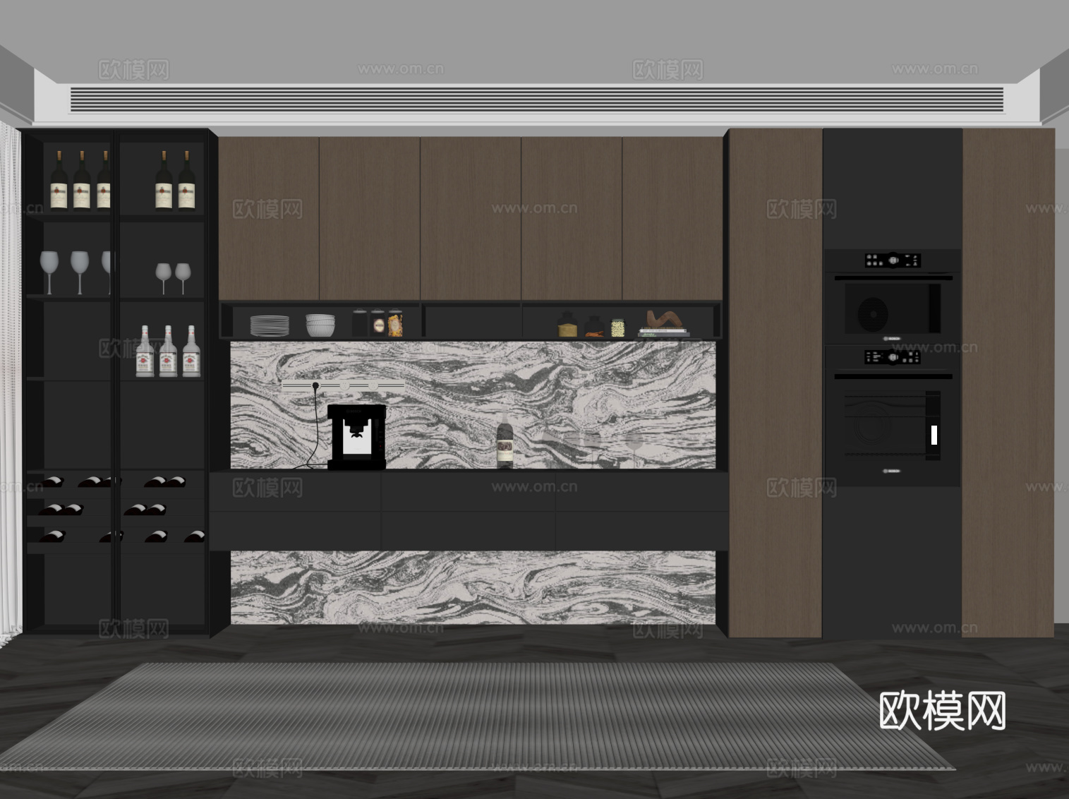 意式酒柜 餐边柜su模型