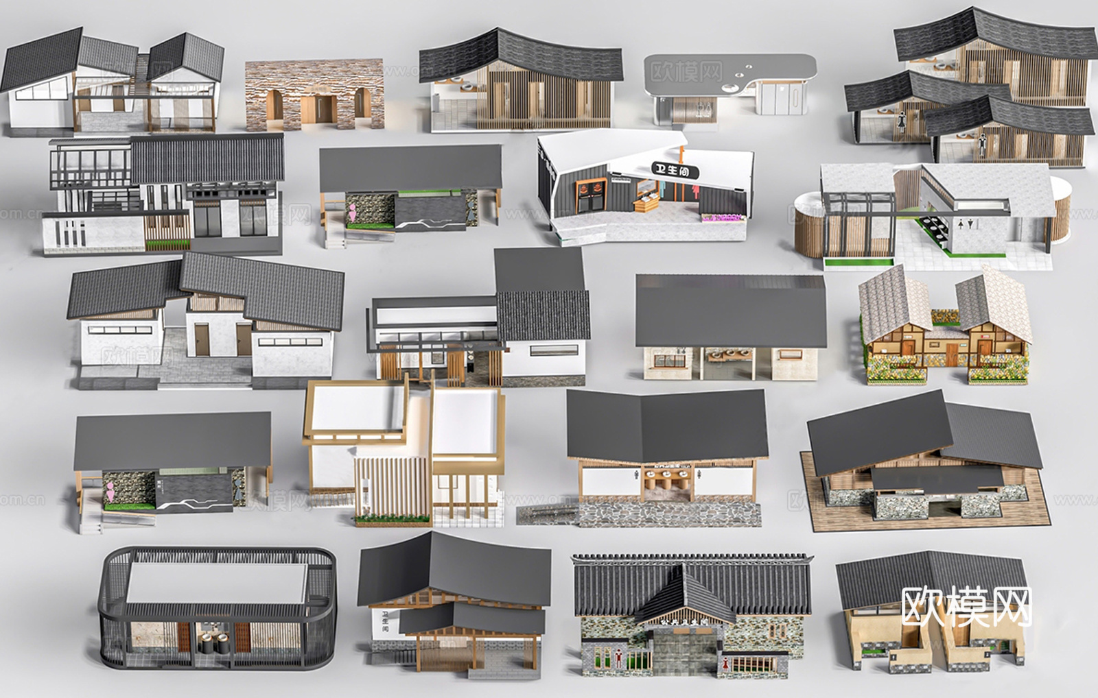 现代公厕 公共卫生间建筑su模型