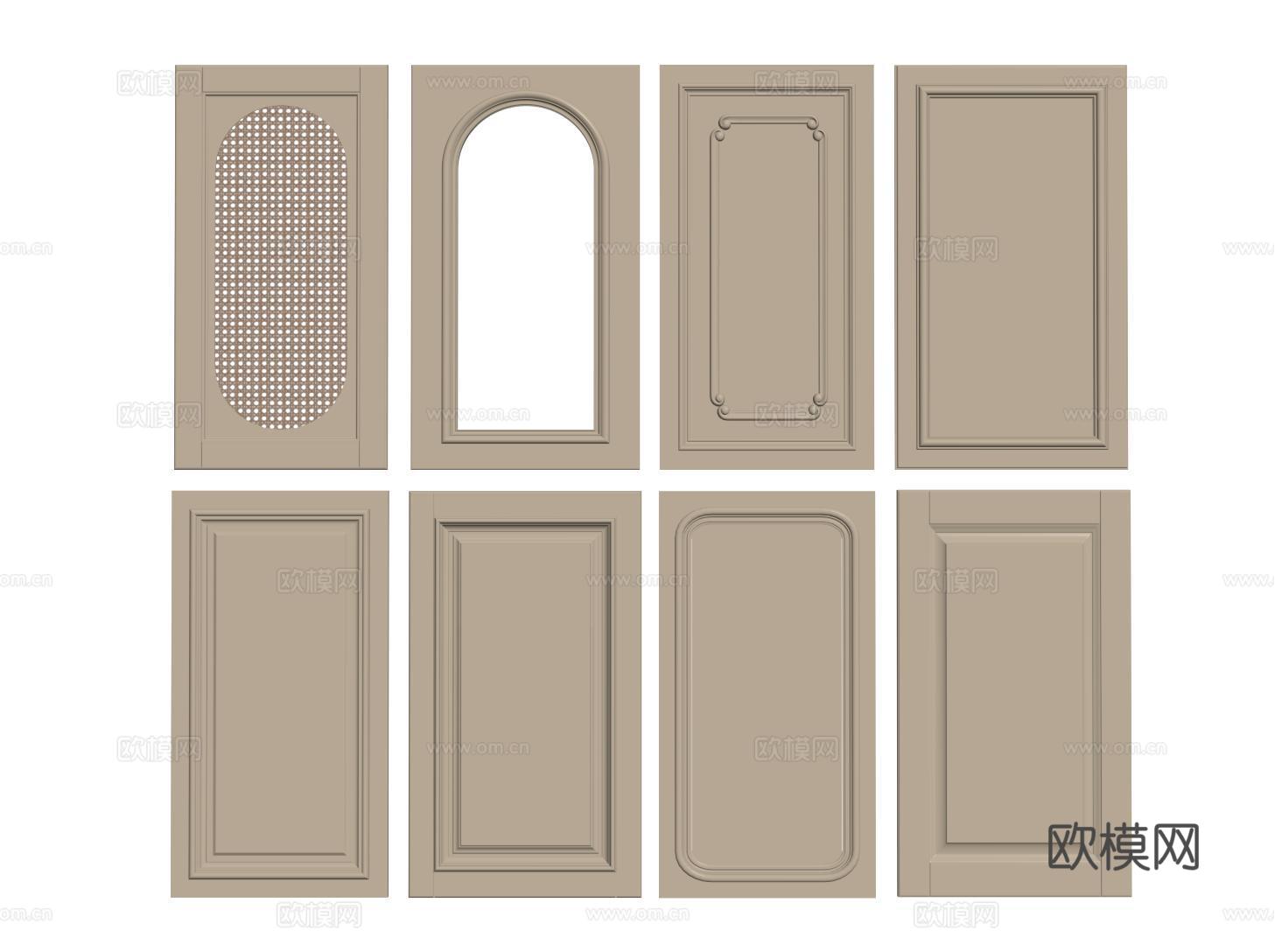 法式衣柜门 门板 家具门 藤编门 玻璃柜门su模型
