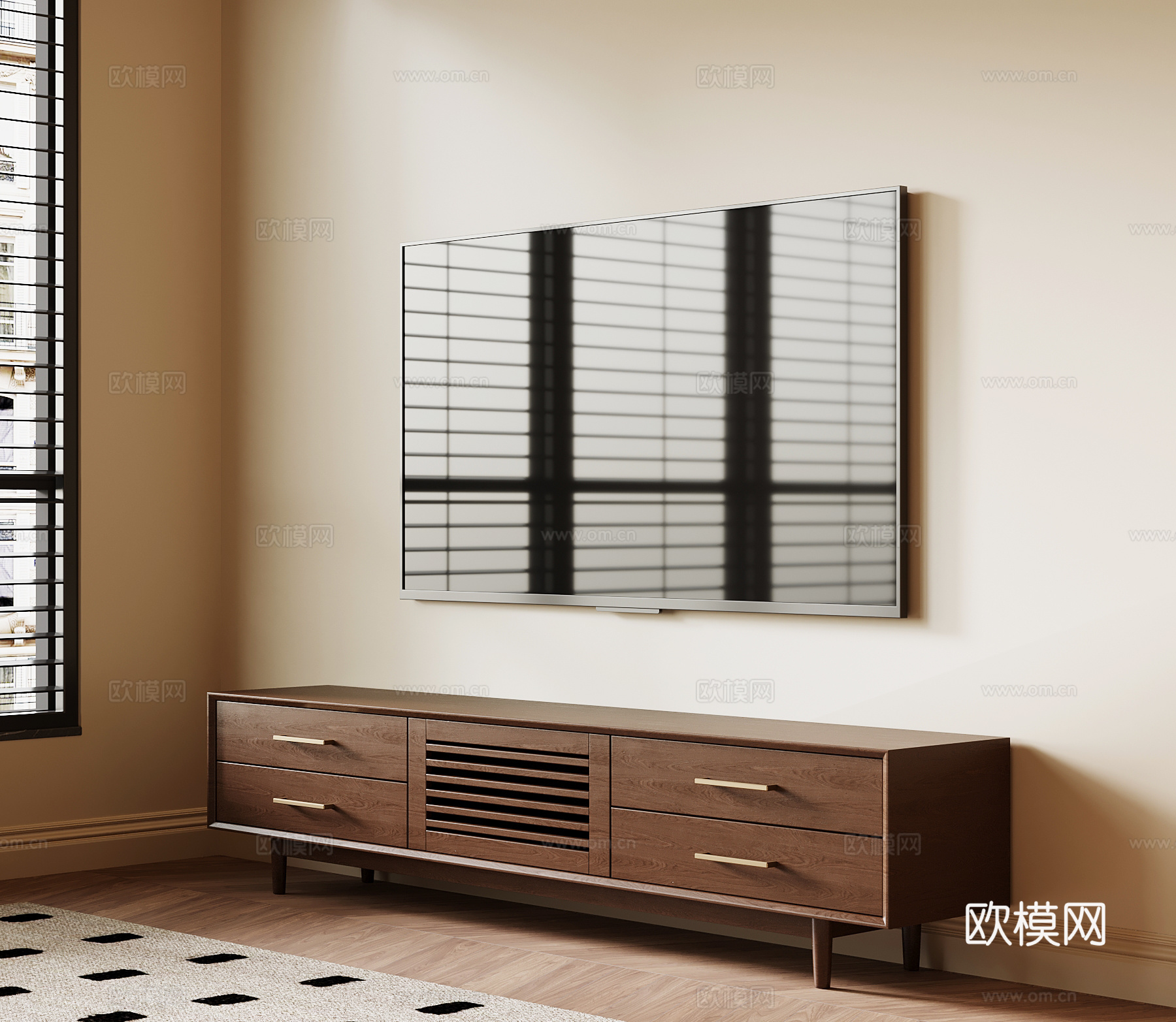 复古电视柜 法式中古电视柜3d模型下载