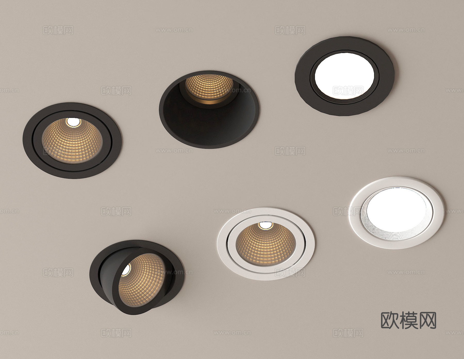 现代筒灯射灯 内嵌筒灯射灯  牛角灯 山丘灯 转向式射灯su模型