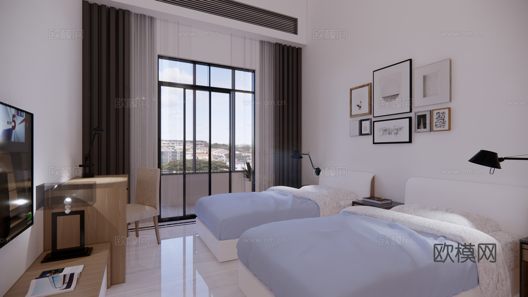 现代风格酒店民宿 现代宿舍su模型