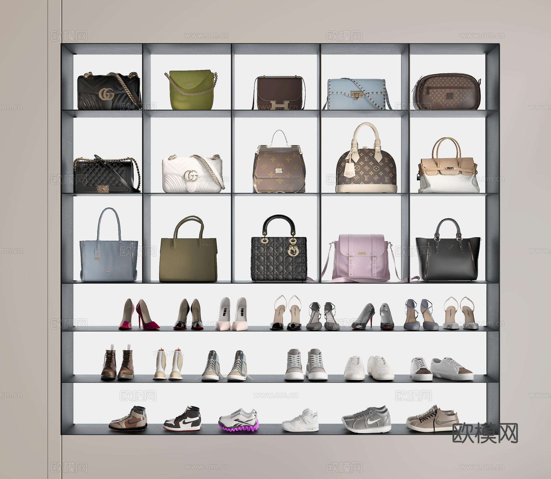包包 鞋子 包柜su模型