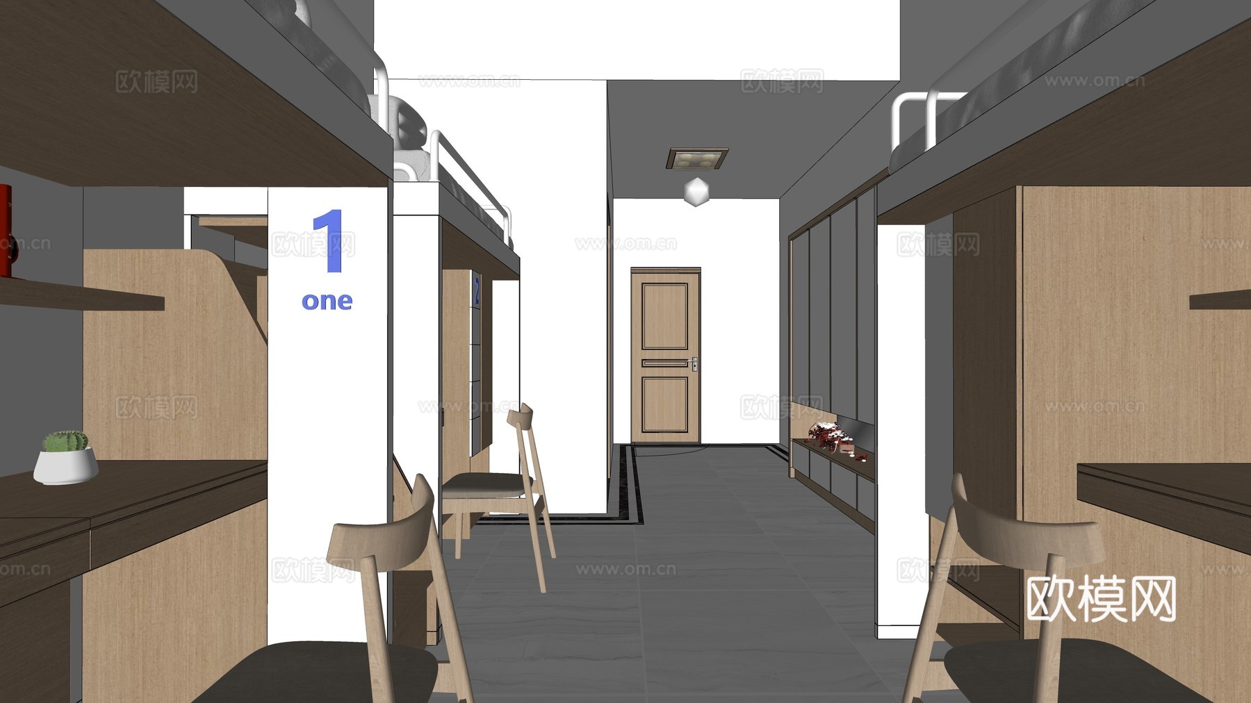 现代风格宿舍  学生宿舍 工厂宿舍su模型