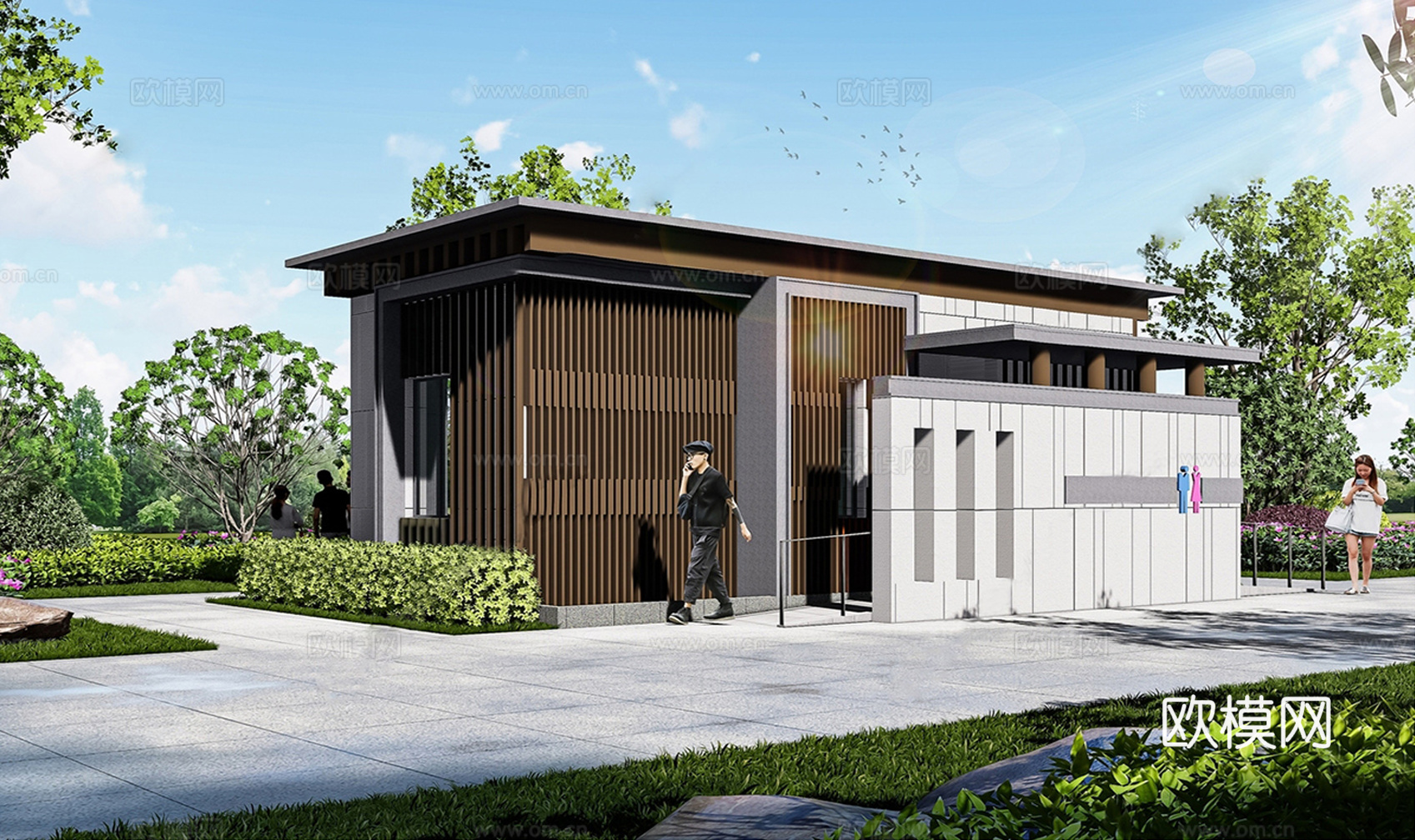 现代公厕 公共卫生间建筑  户外厕所su模型