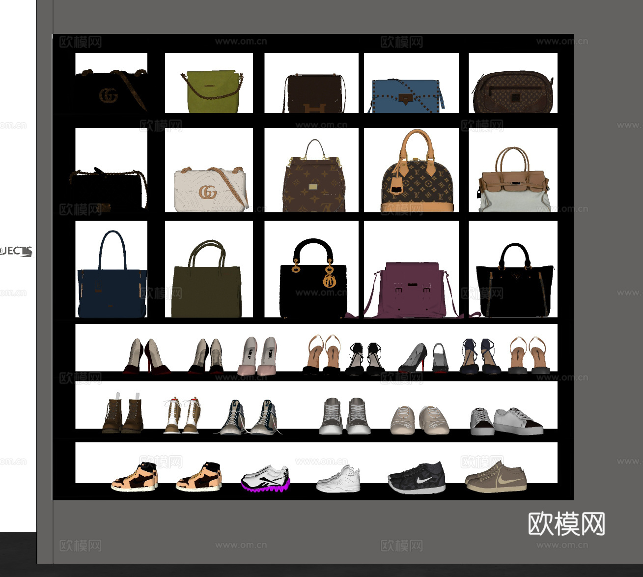 包包 鞋子 包柜su模型
