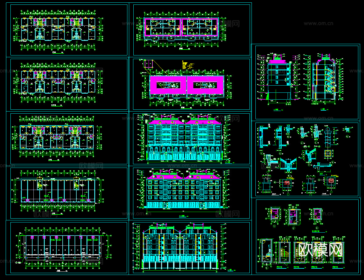 六层建筑施工图cad施工图