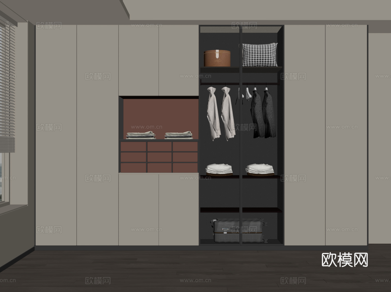 现代衣柜 极简成品衣柜su模型