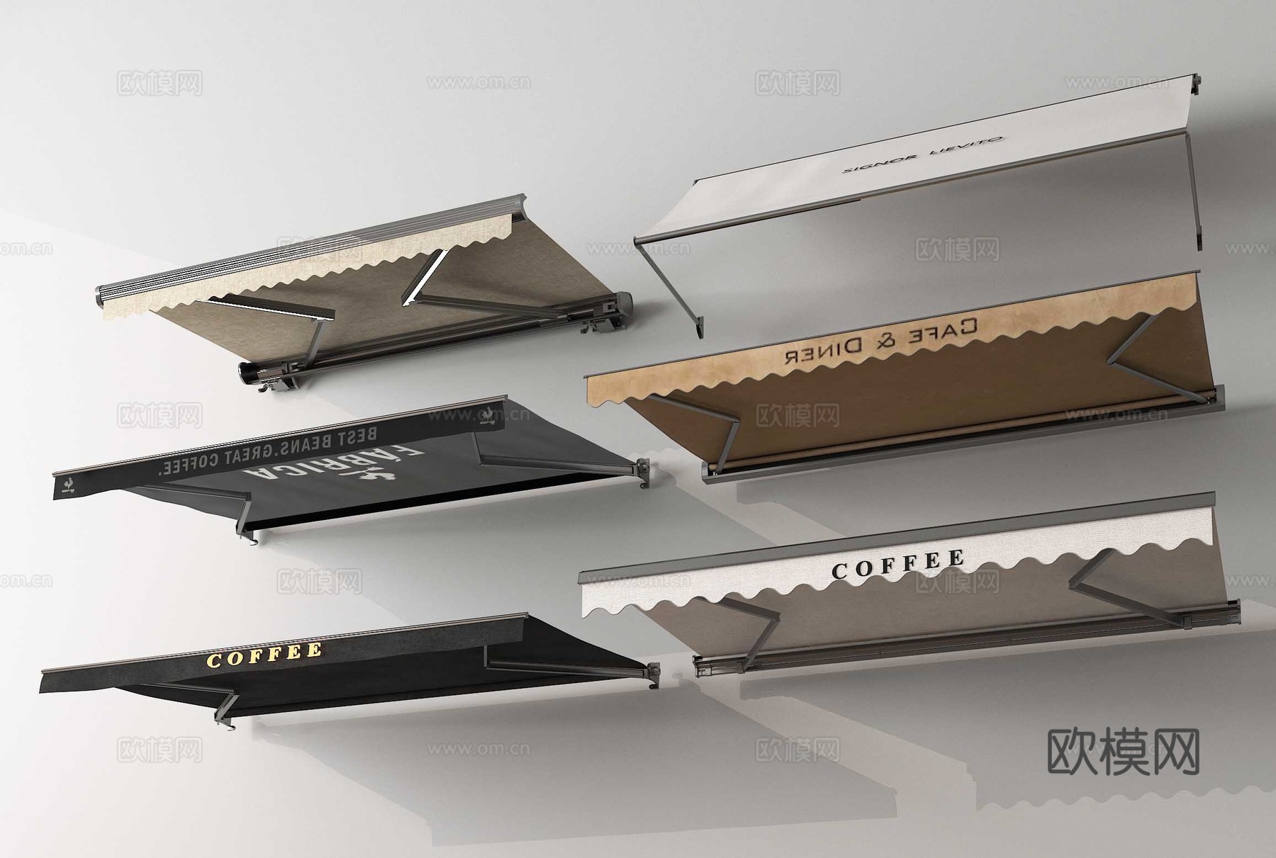 现代遮阳棚 伸缩遮雨棚 雨棚su模型