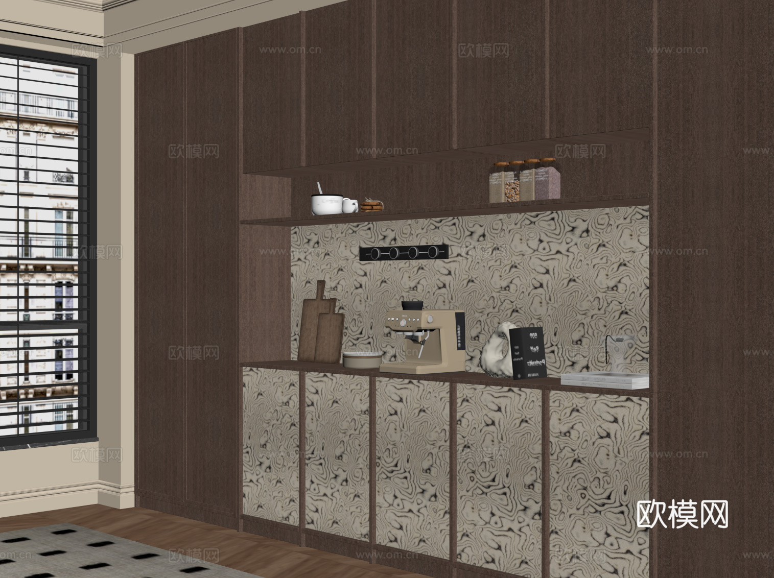 中古风餐边柜 橱柜su模型