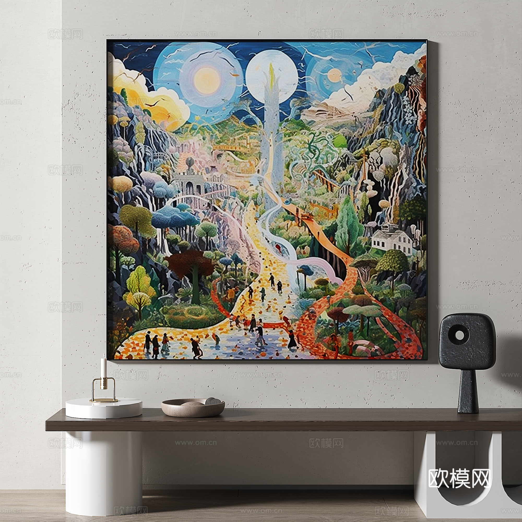 现代，复古，抽象，油彩，风景，装饰画免费3d模型