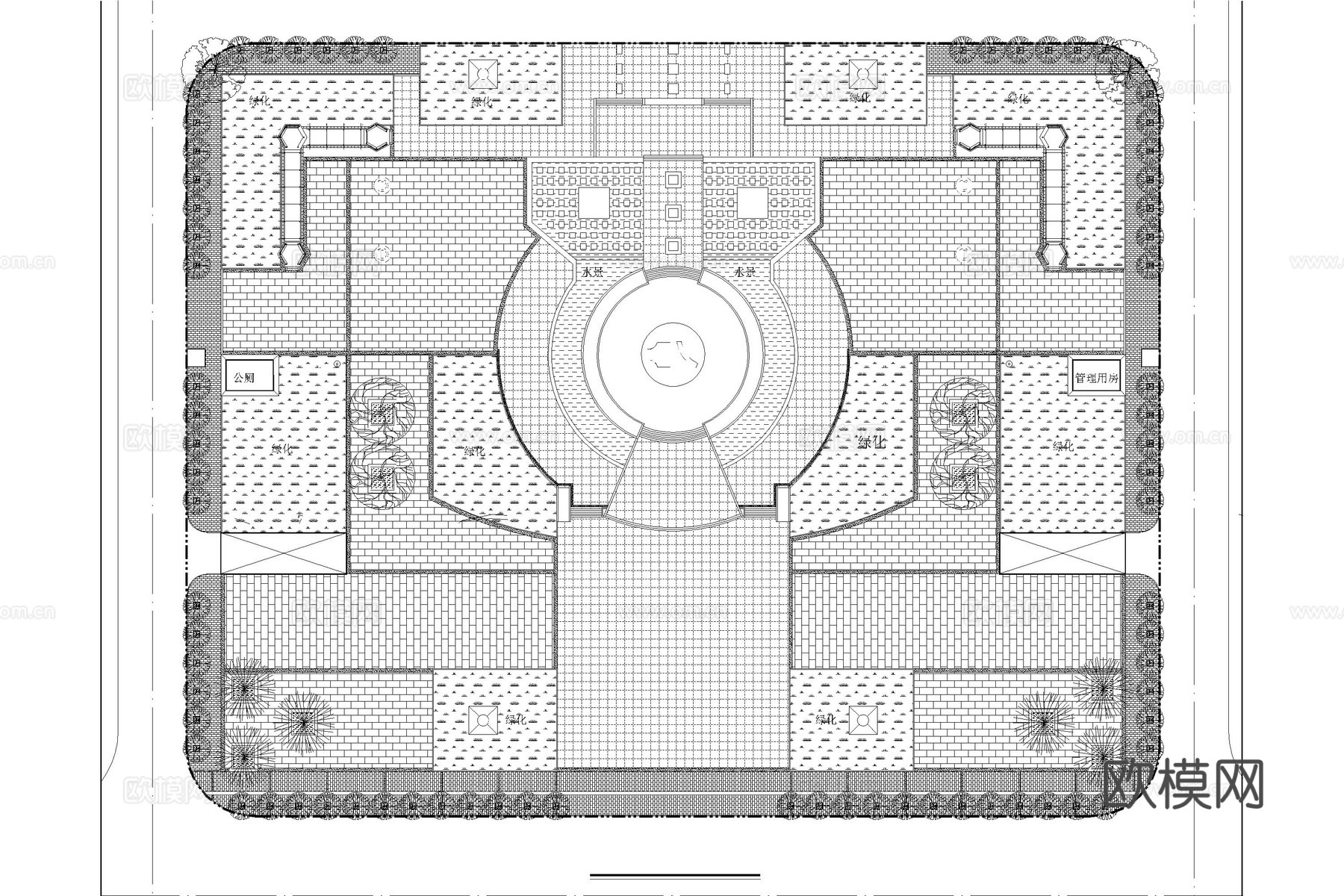 中式公园 中式广场 公园 广场 口袋公园cad施工图