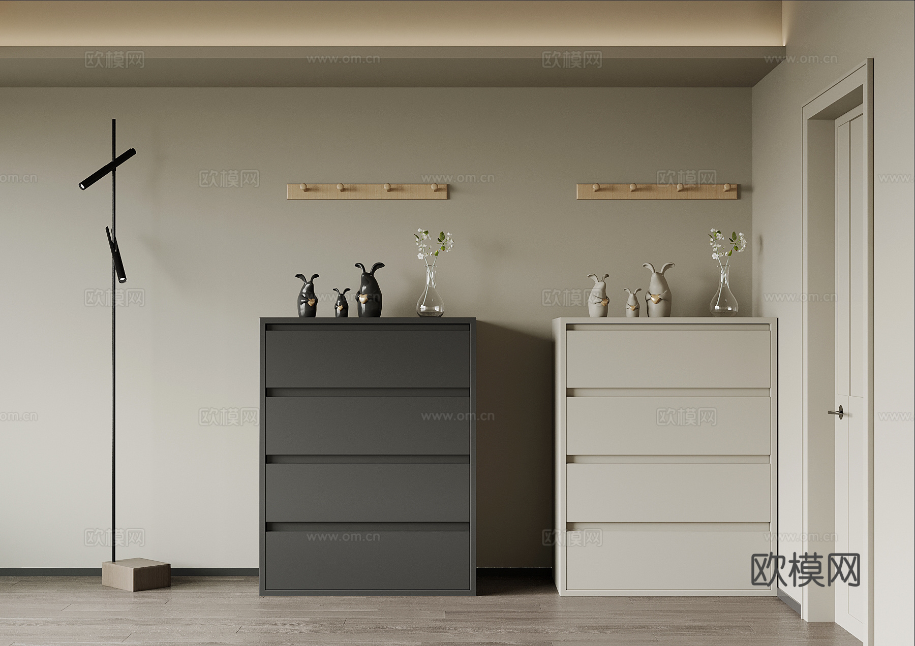 现代极简鞋柜 入户玄关柜su模型