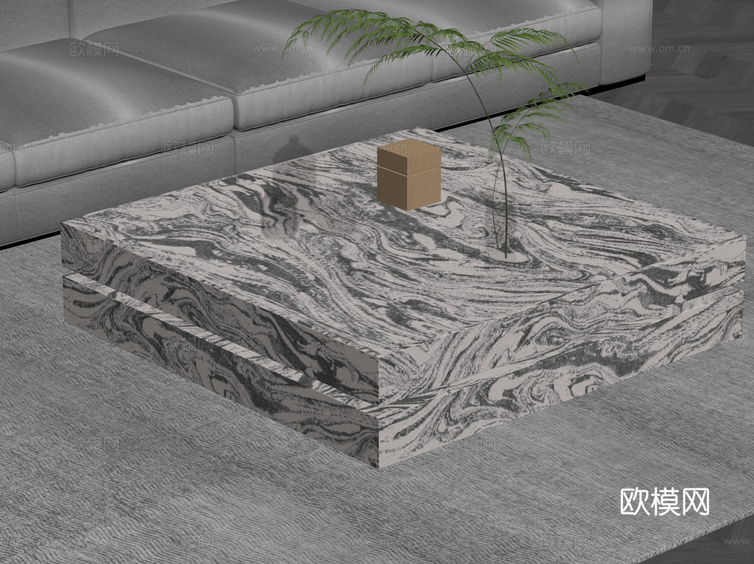 现代意式茶几 方形茶几su模型
