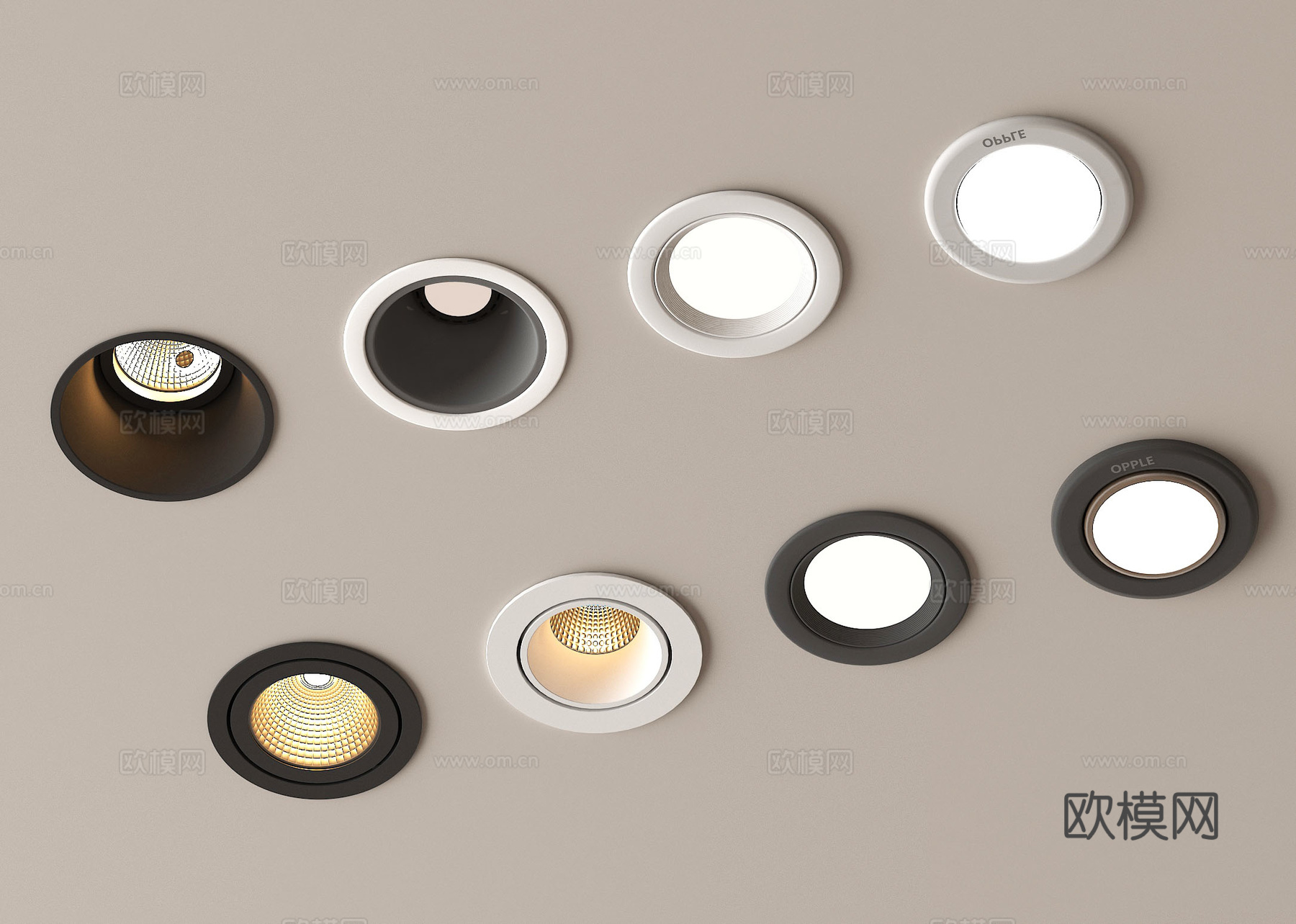 现代筒灯射灯 内嵌筒灯射灯  牛角灯su模型