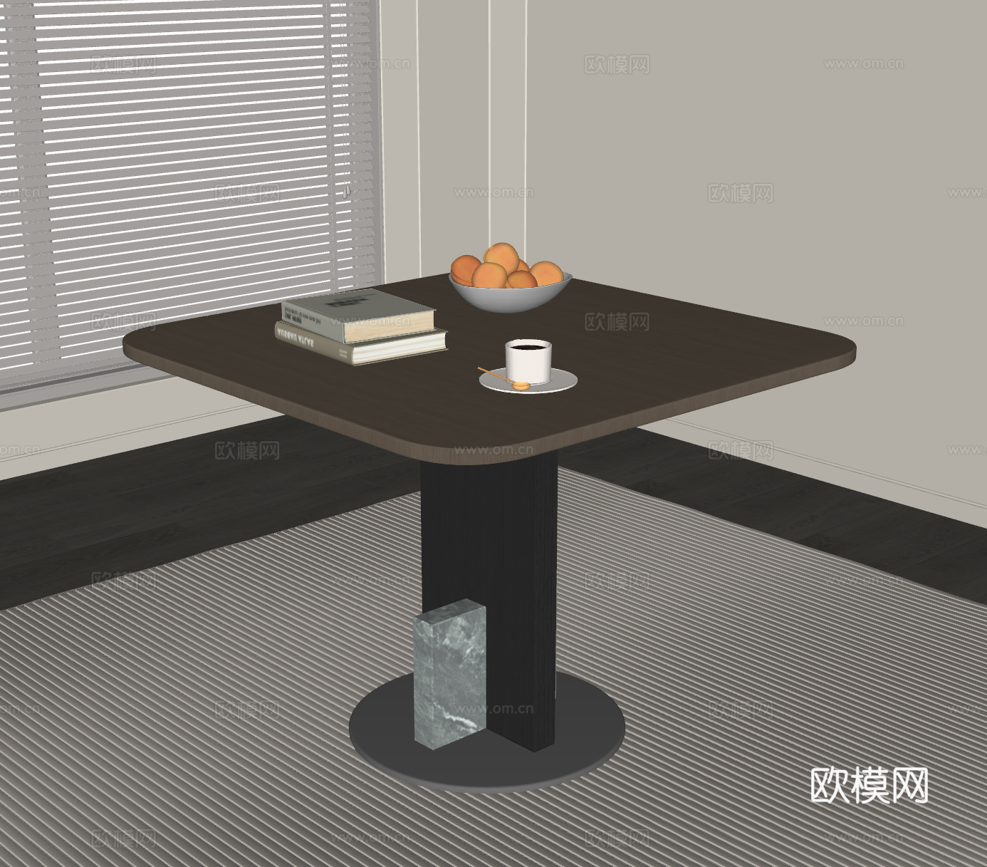 现代意式餐桌 洽谈桌 方桌su模型