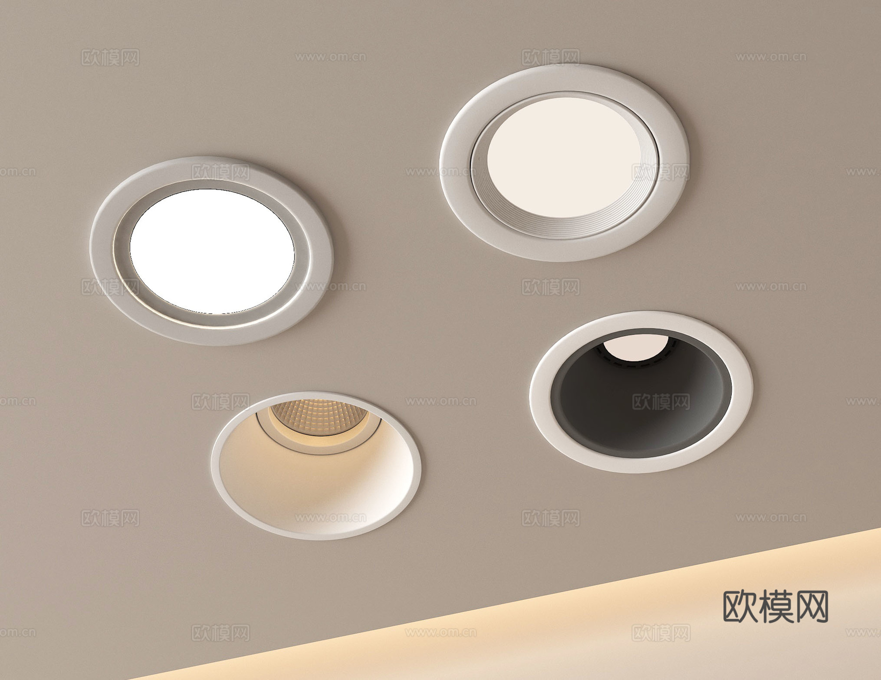 现代筒灯射灯 内嵌筒灯射灯  牛角灯su模型