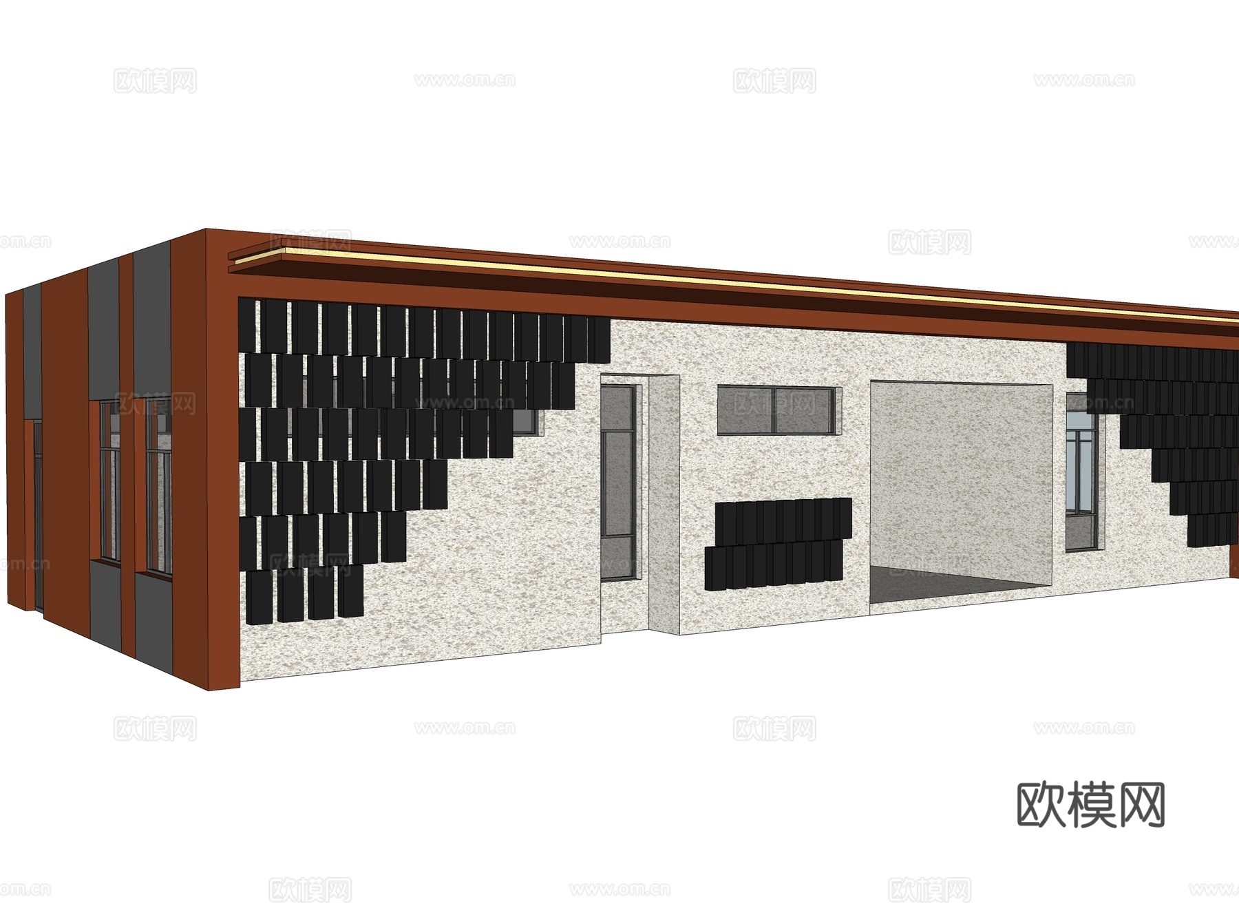 现代户外公厕 厕所 休息驿站su模型